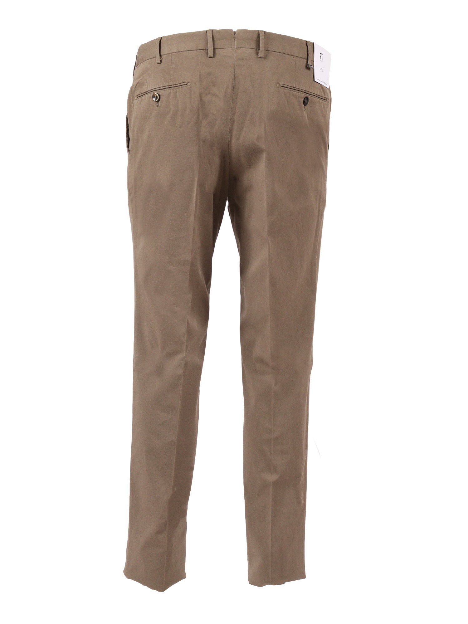 SLIM, Flat Front, Diagonal Pockets, Unfinished B. Tortora Cotton Elastane Pant