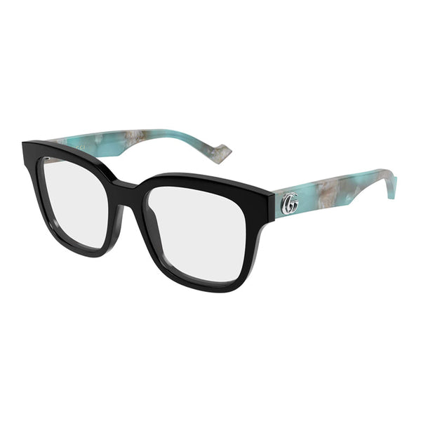 Gucci Eyeglasses Square Full Rim, Black-Blue Havana Frame And Clear Demo Lenses Lens Gg0958o017 Brown Sunglasses