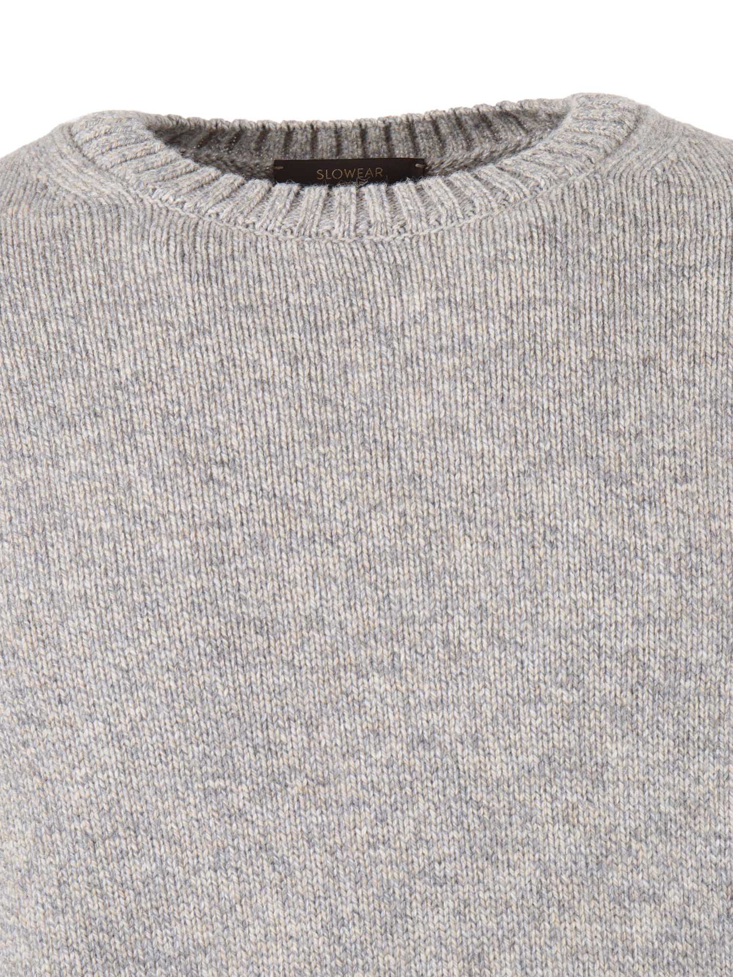 Crew Neck Sweater Grey Virgin Wool Crewneck