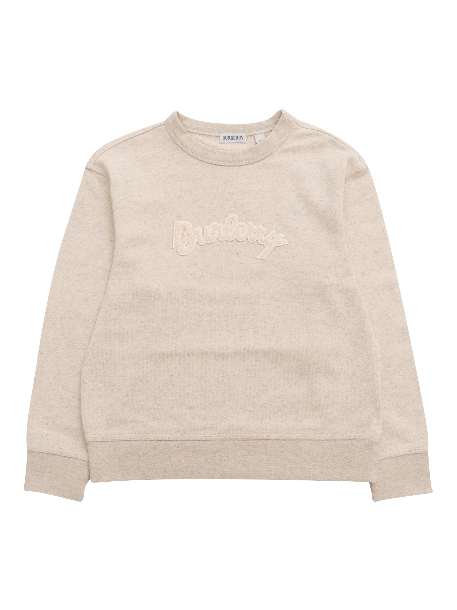 KID BOY SWEATERS Beige Cotton Linen Crewneck