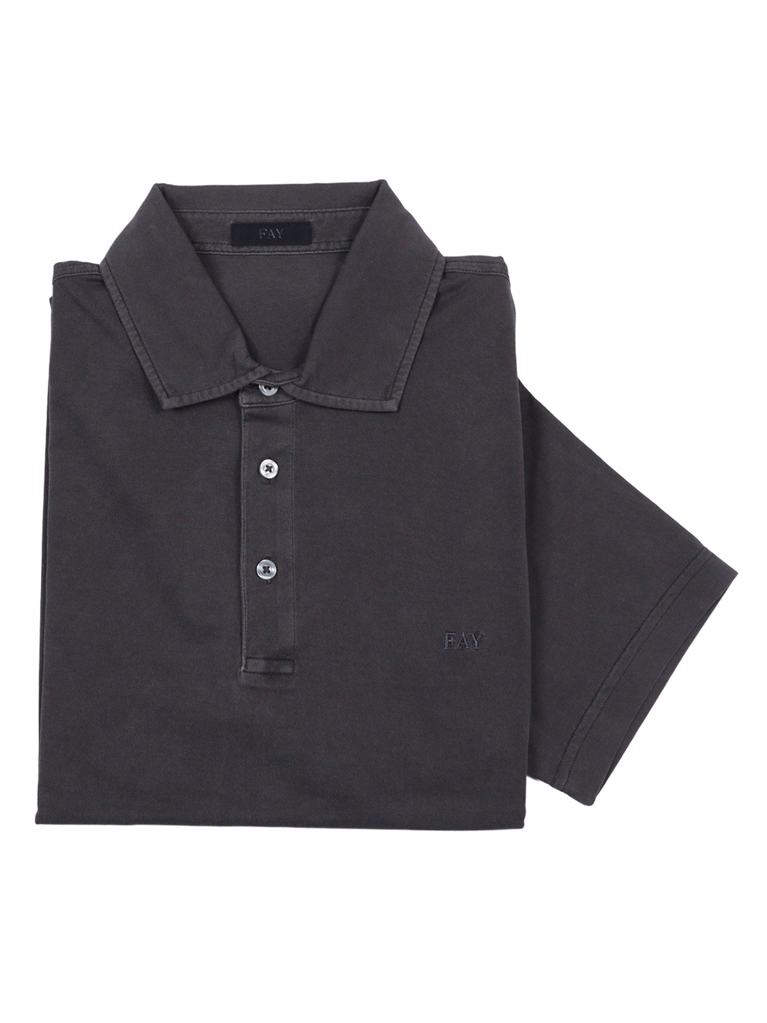 FAY JERSEY FROSTED EMBROIDERY POLO Grey Cotton Shirt