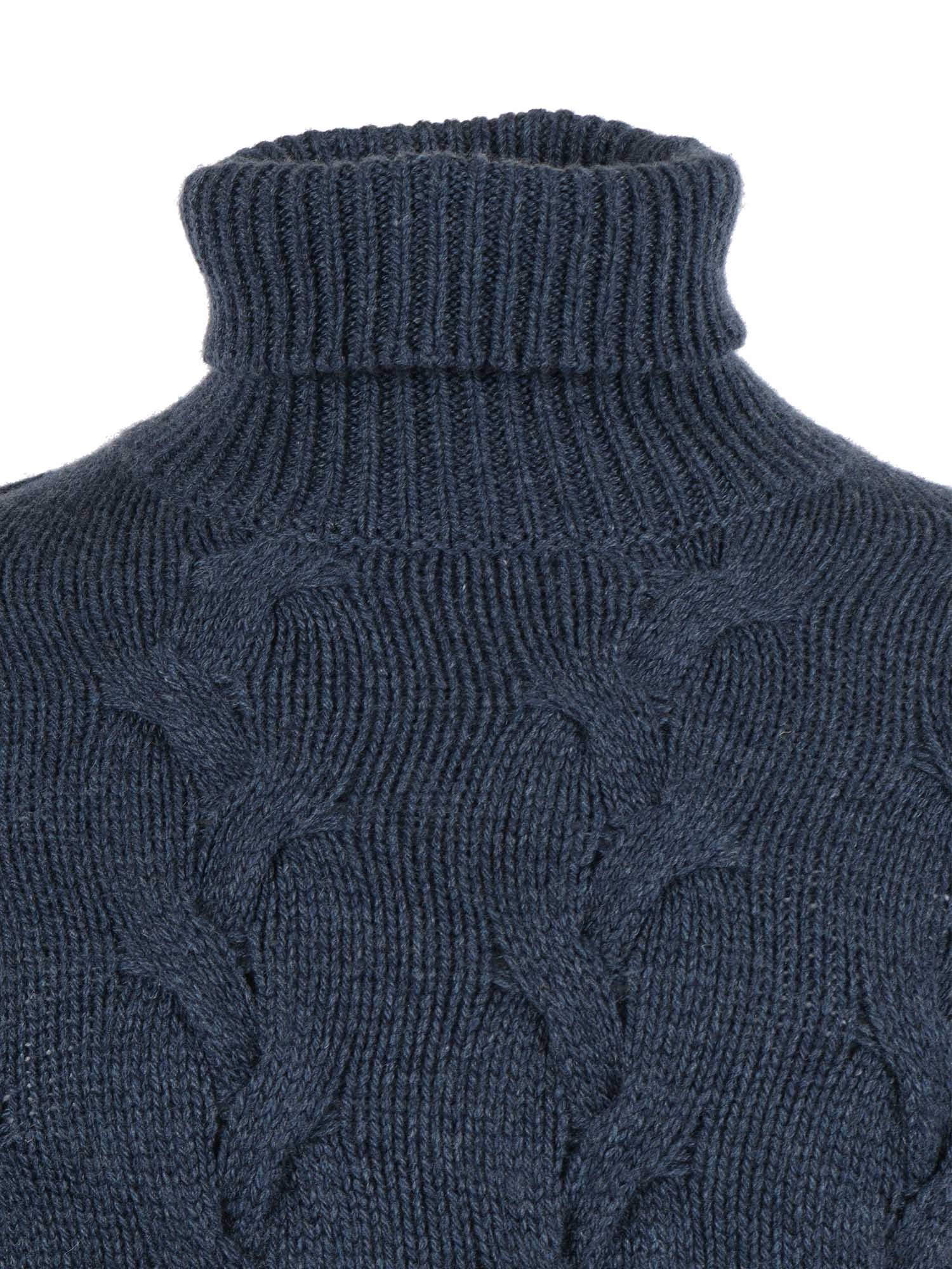 Ls High Neck Sweater Blue Cashmere Turtleneck