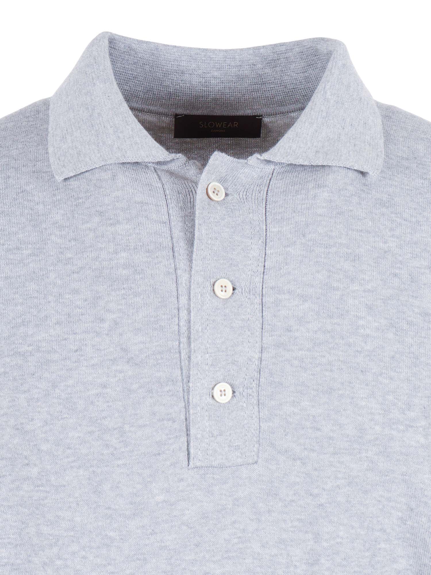 SHORT SLEEVE POLO Grey Cotton Shirt