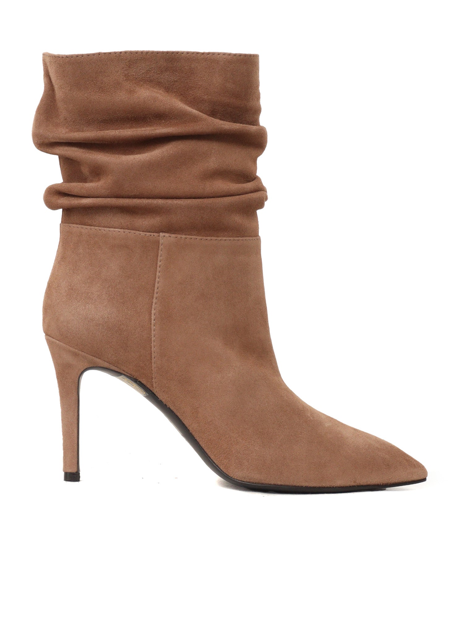 Crinkled Boots Brown Leather Sole Rubber Booties