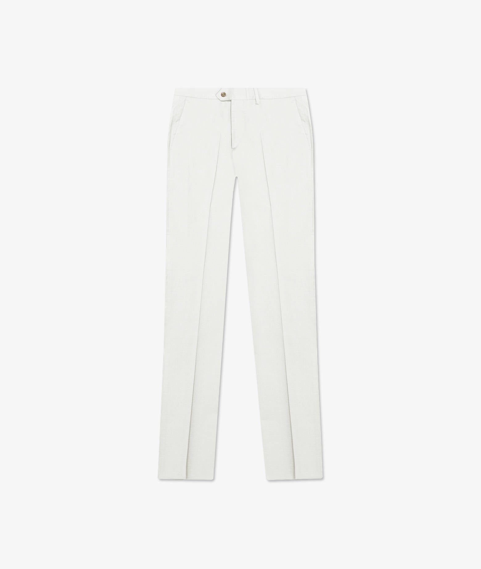 Cotton Chino Barthelemy White Trousers No Pinces