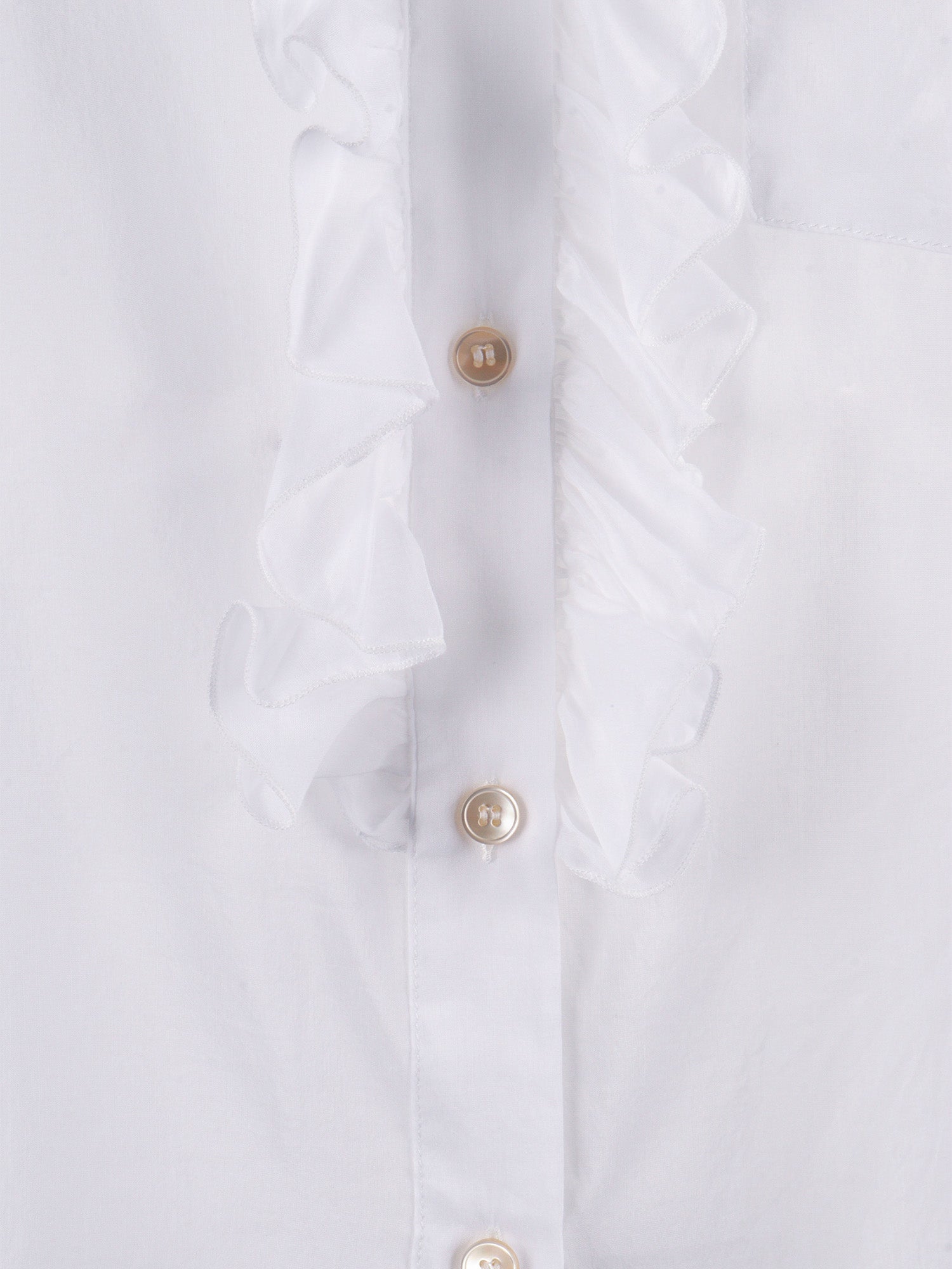 Ruffled Shirt Cotton-Silk Voile And Lace Light Blue