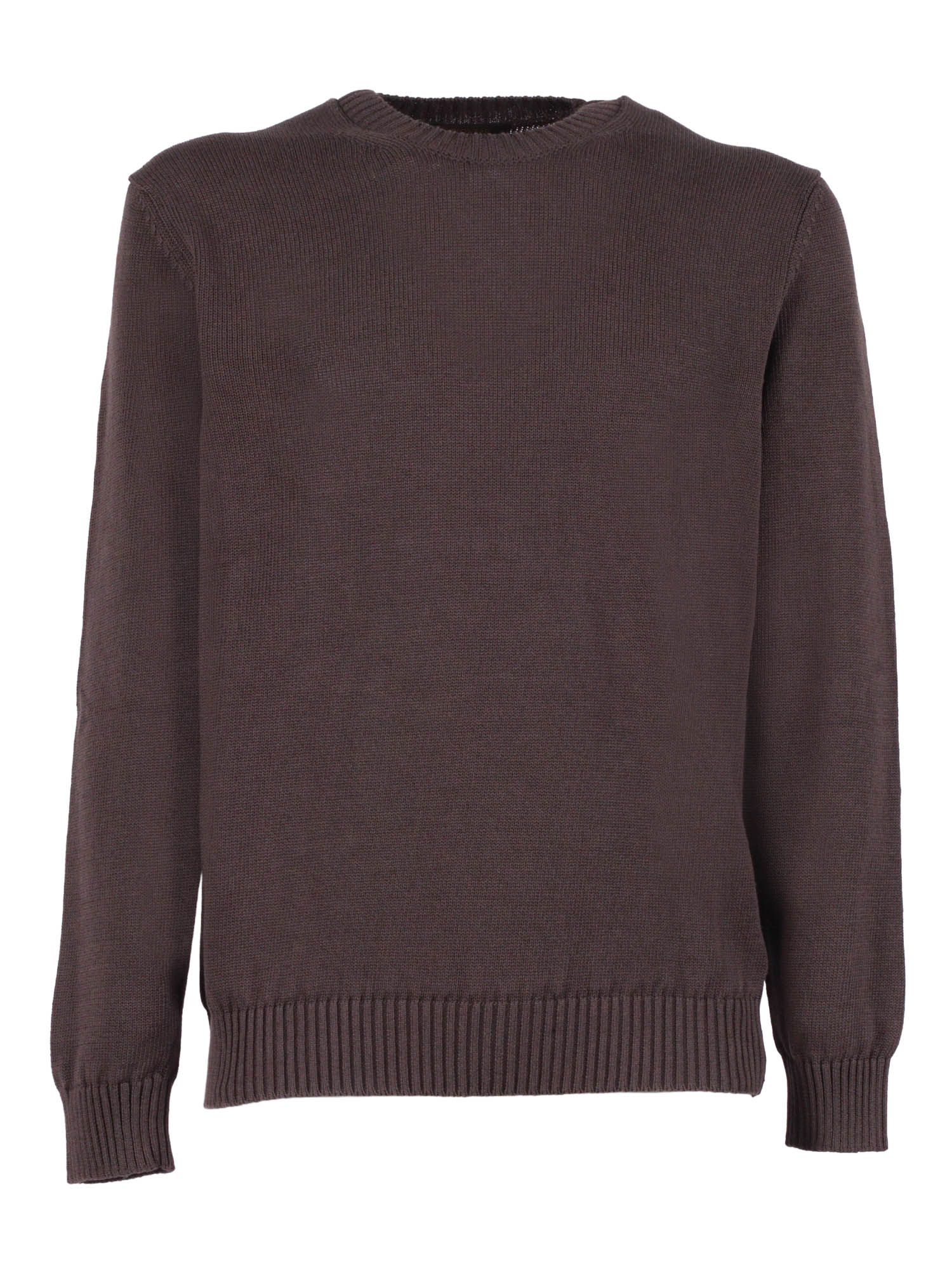 CREW NECK SWEATER Brown Linen Cotton Crewneck
