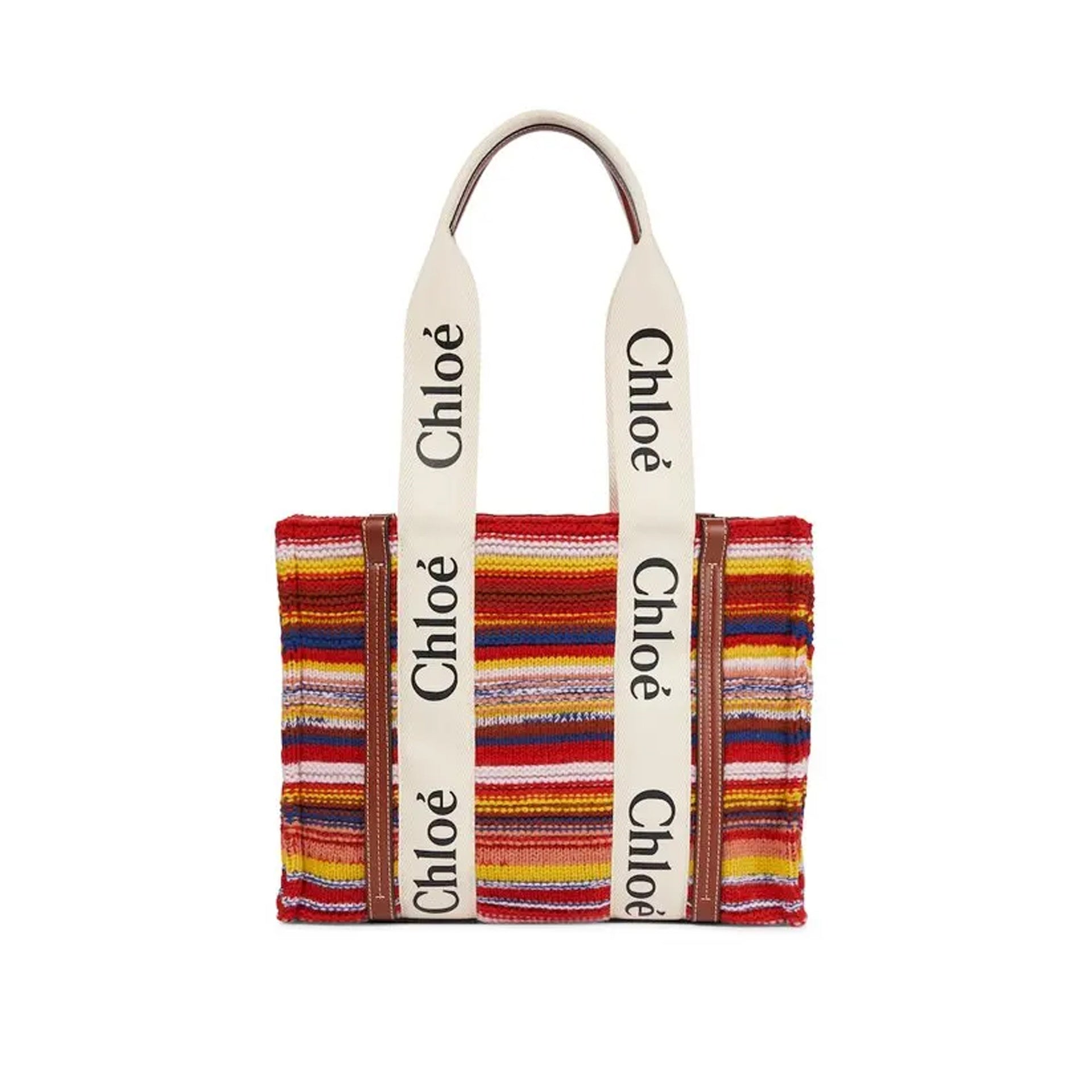 Chloé Woody Medium Tote Bag Red Wool
