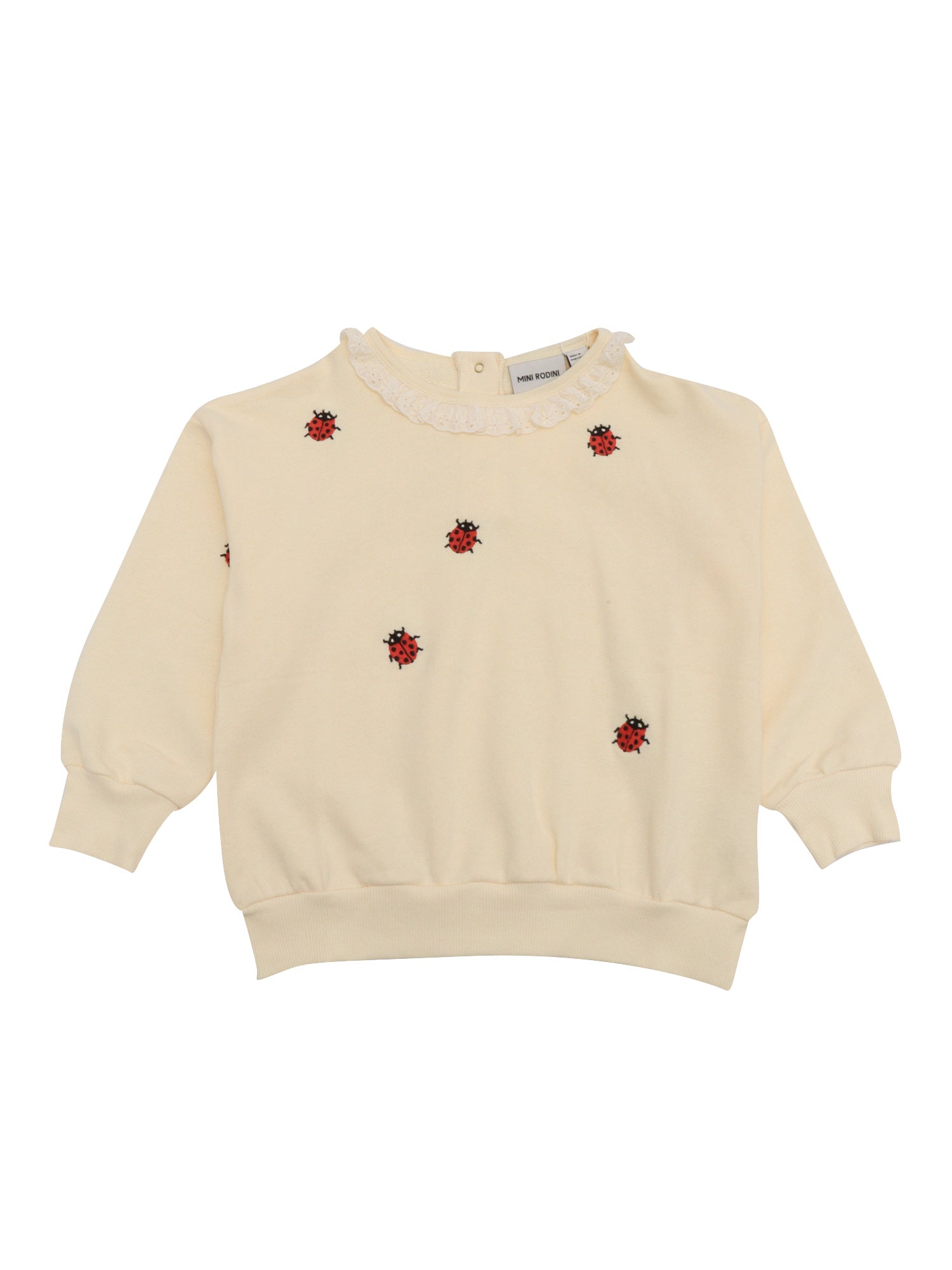Ladybugs emb lace sweatshirt Beige Organic Cotton