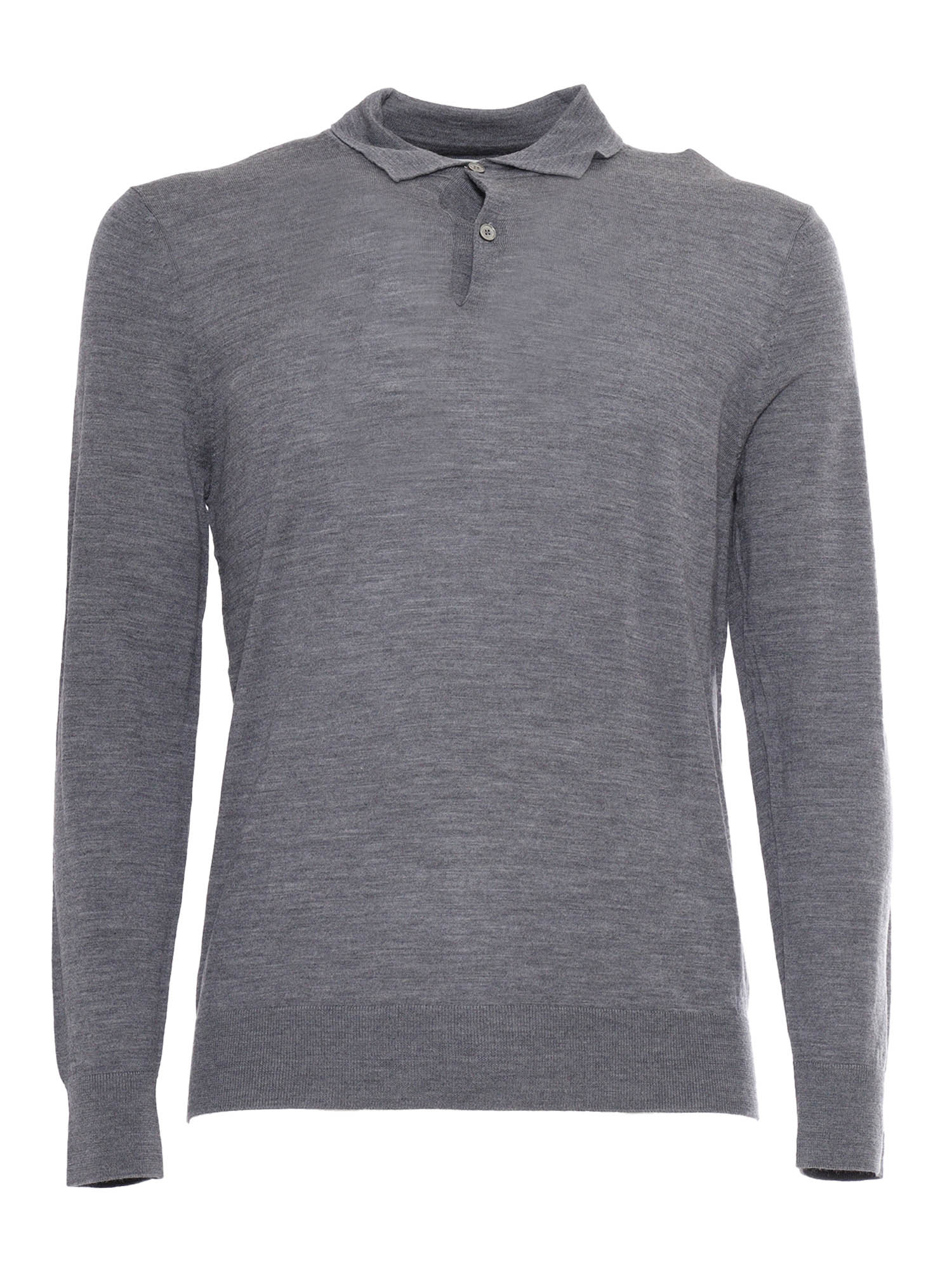 Polo Neck Pullover Grey Wool Crewneck
