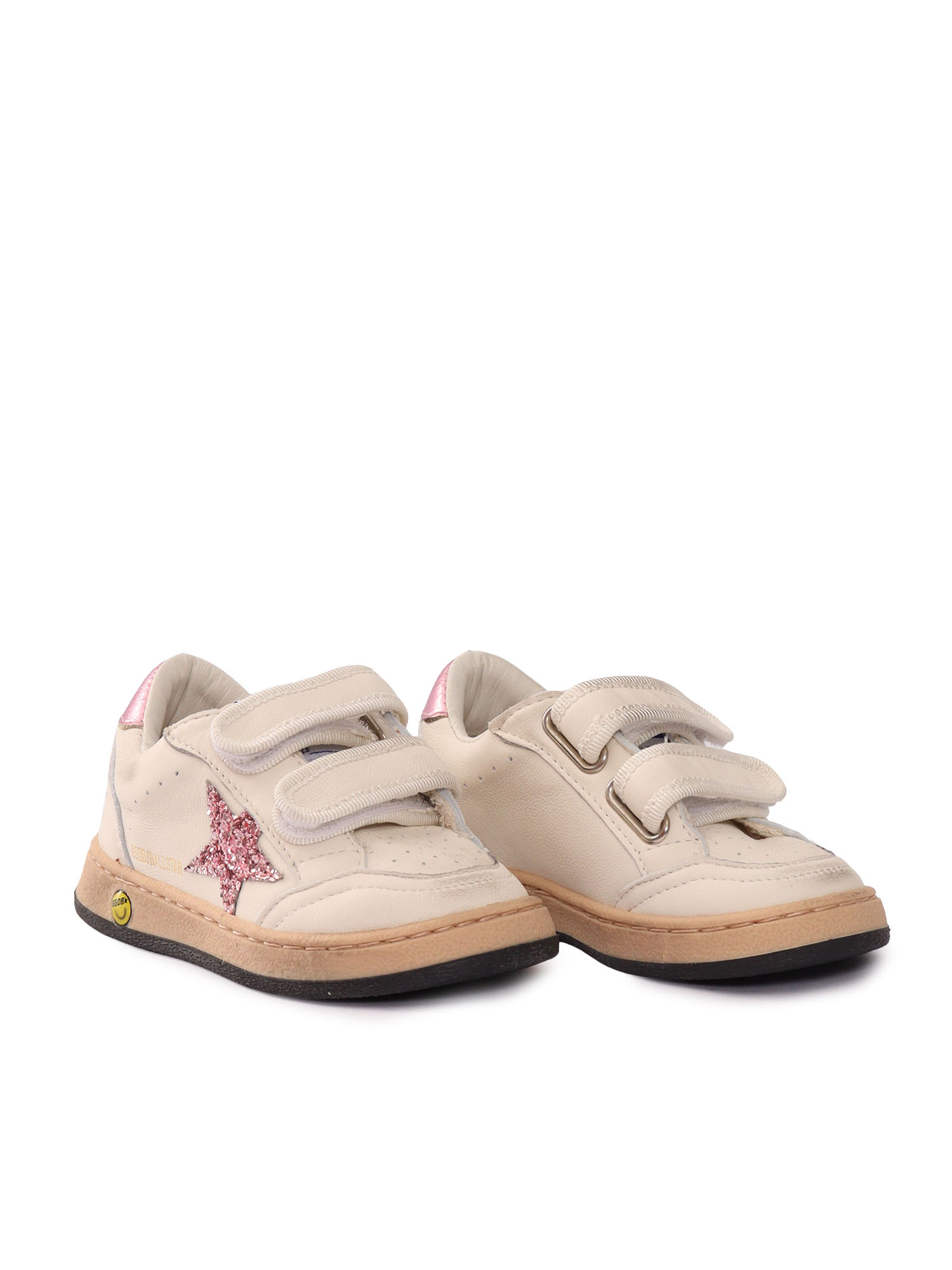 BALLSTAR STRAP NAPPA UPPER GLITTER STAR LAMINATED HEEL White Kid Sneaker