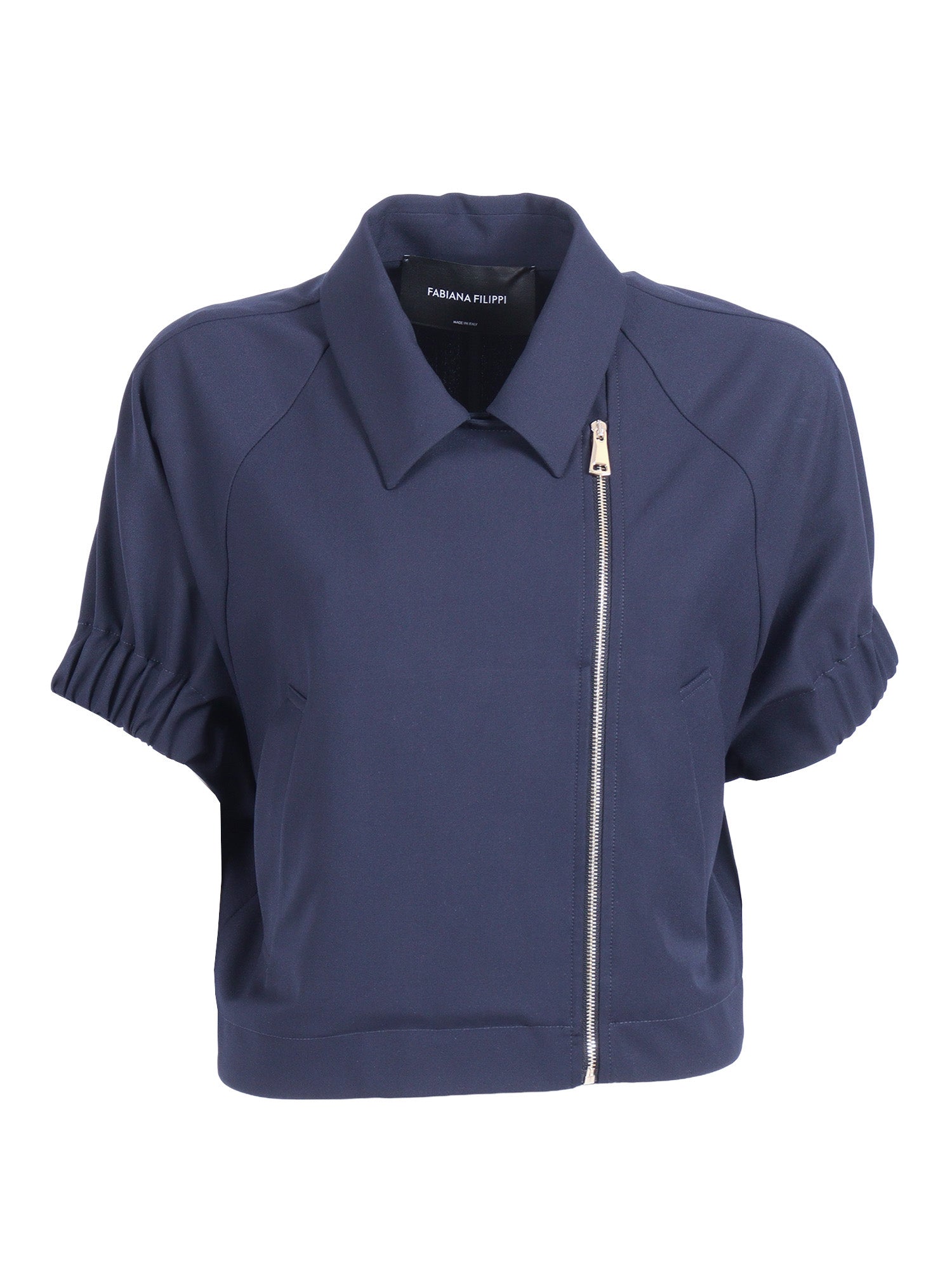 TECH WOOL SHORT SLEEVE BOMBER Blue Polyester Viscose Elastane Jacket