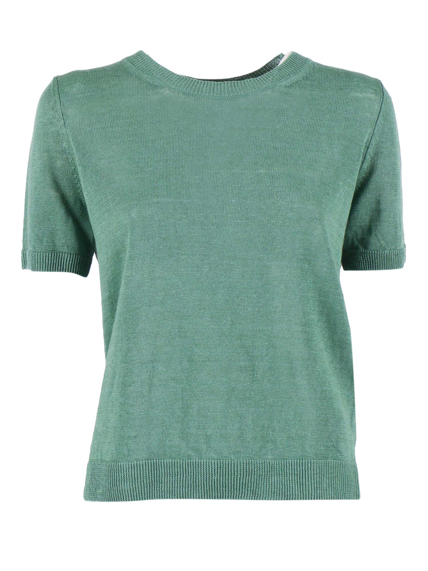 SWEATER Green Linen Crewneck