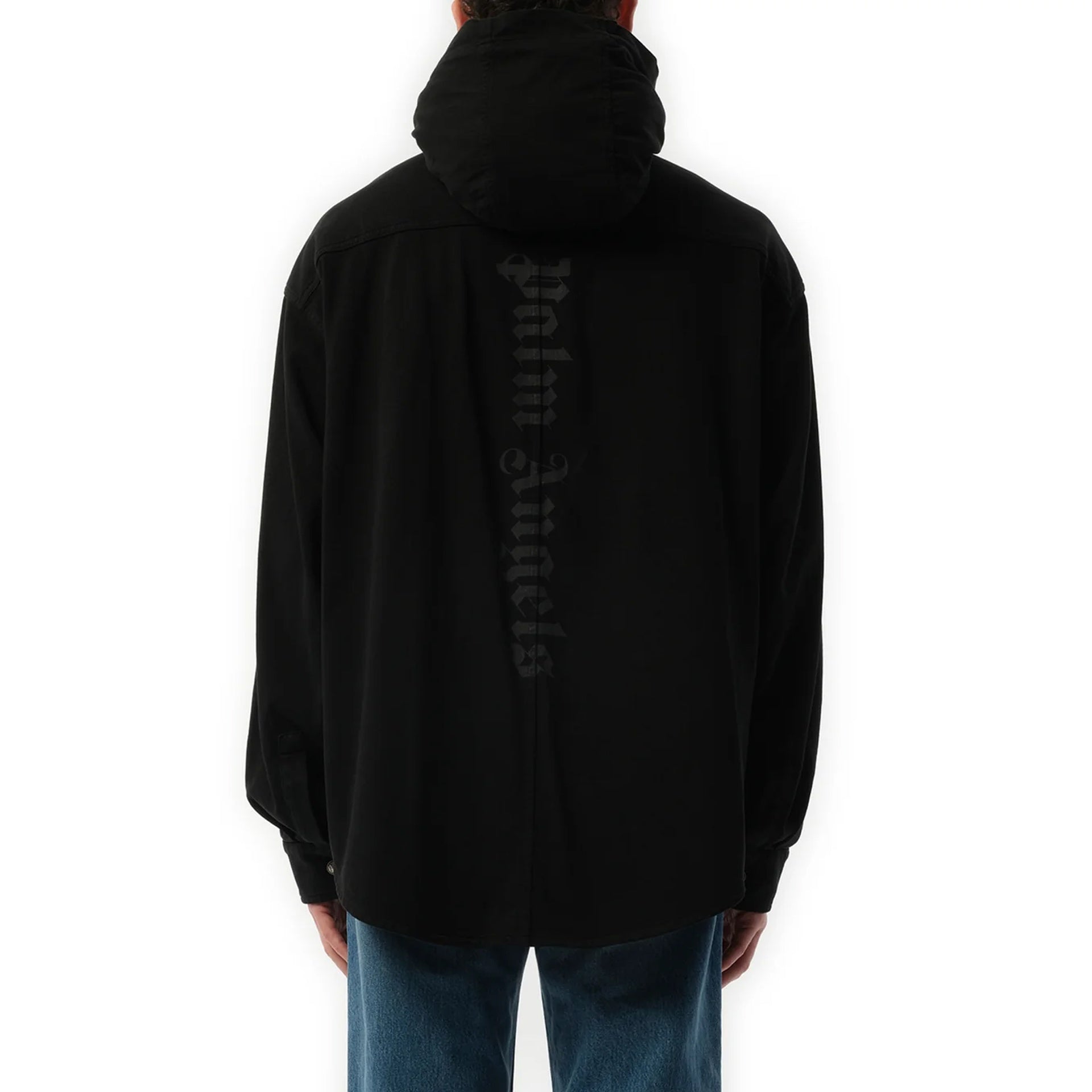 Classic Logo Hooded Overshirt Black Cotton