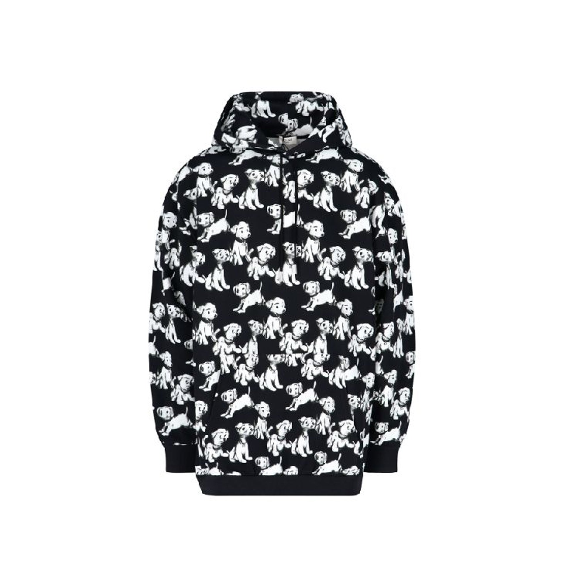 Hooded Printed Dogs Sweatshirt Black Cotton