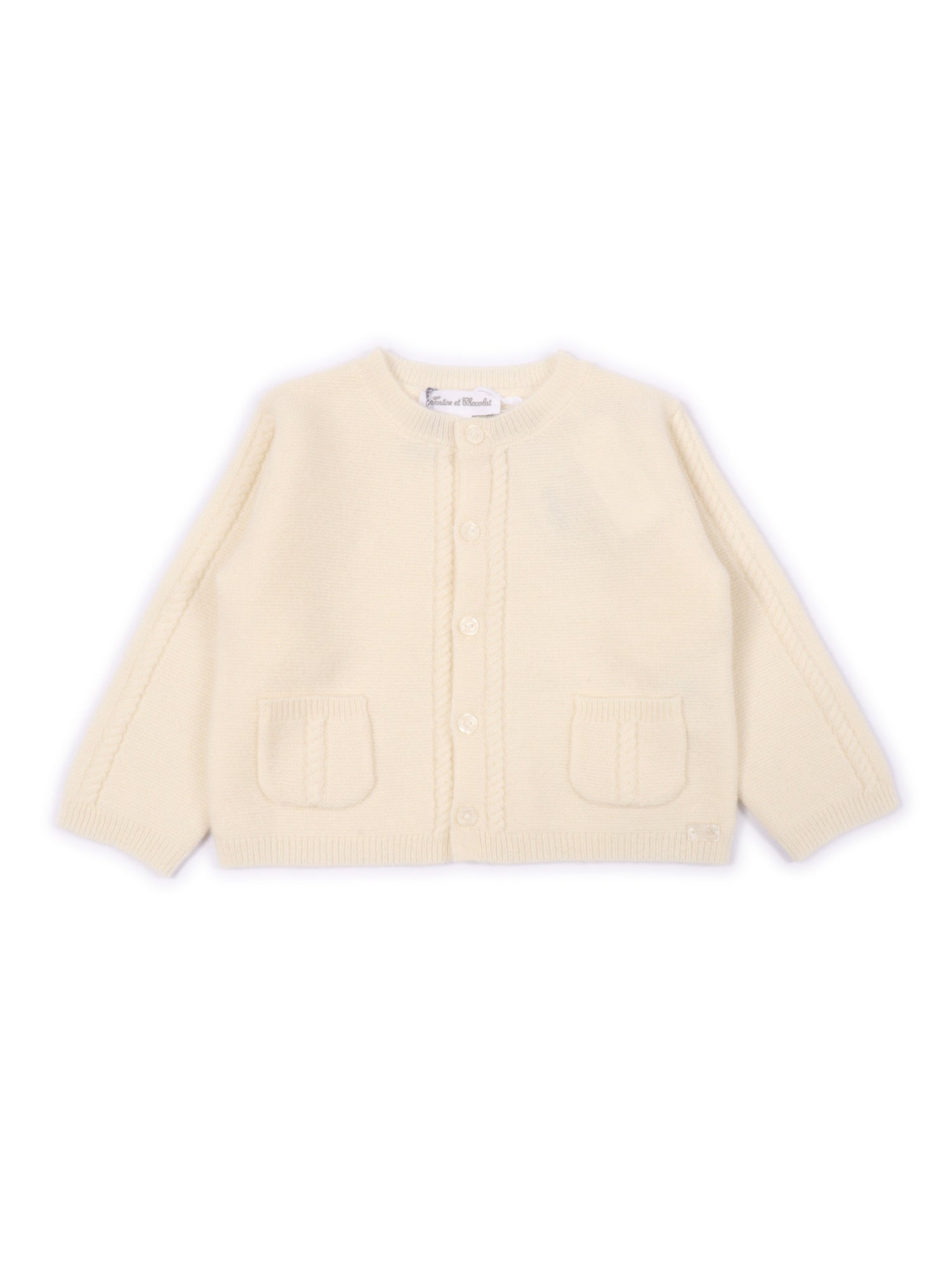 Cardigan White Wool Cashmere