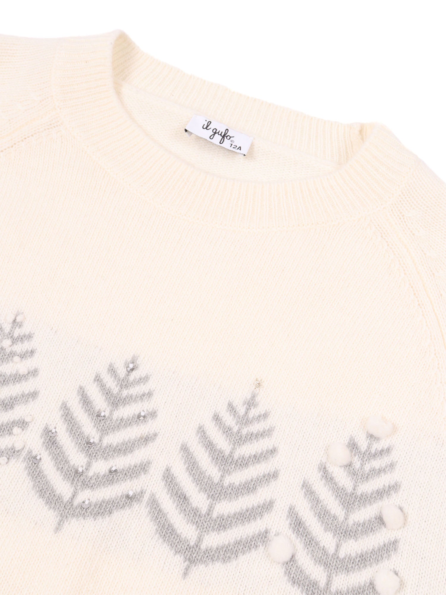 Sweater White Wool Crewneck