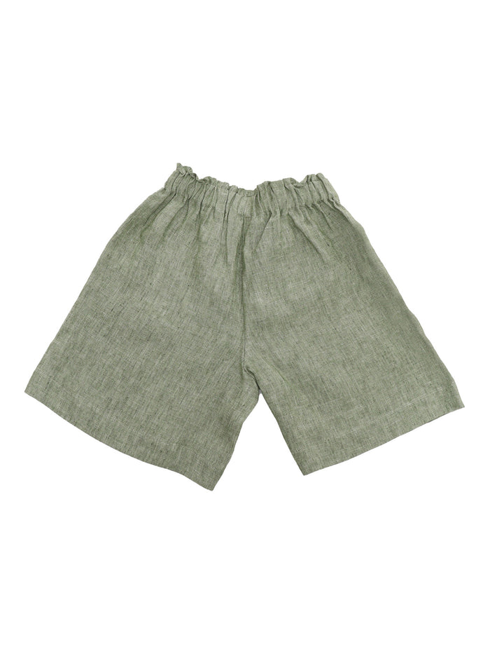 Green Linen Bermuda Shorts