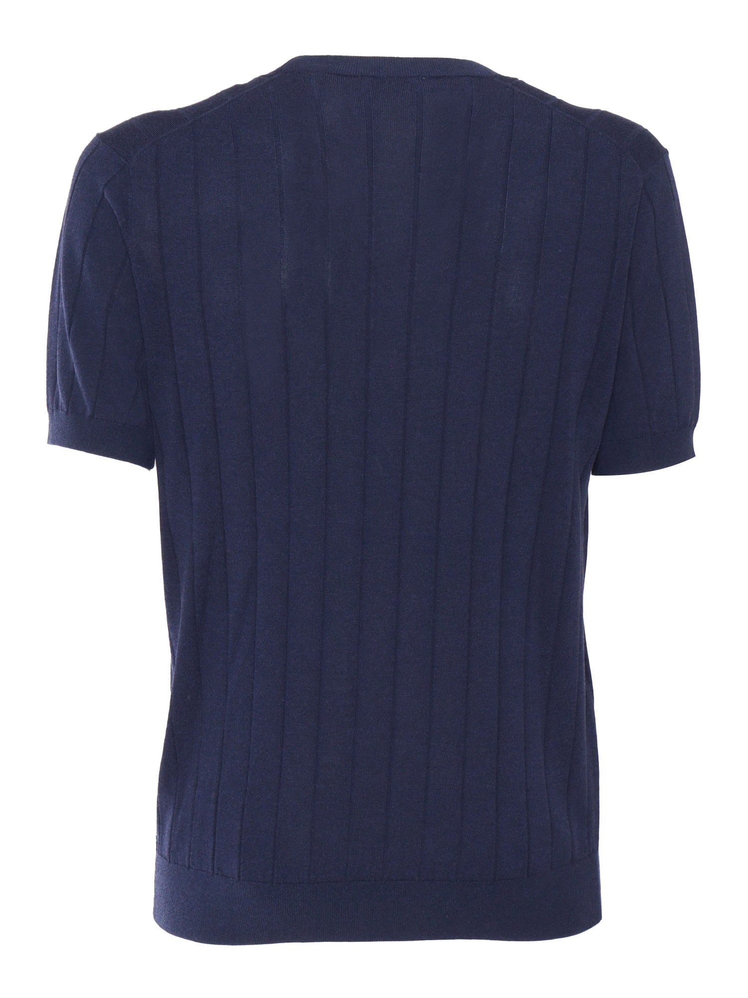 SHORT SLEEVE SWEATER Blue Viscose Cotton Crewneck