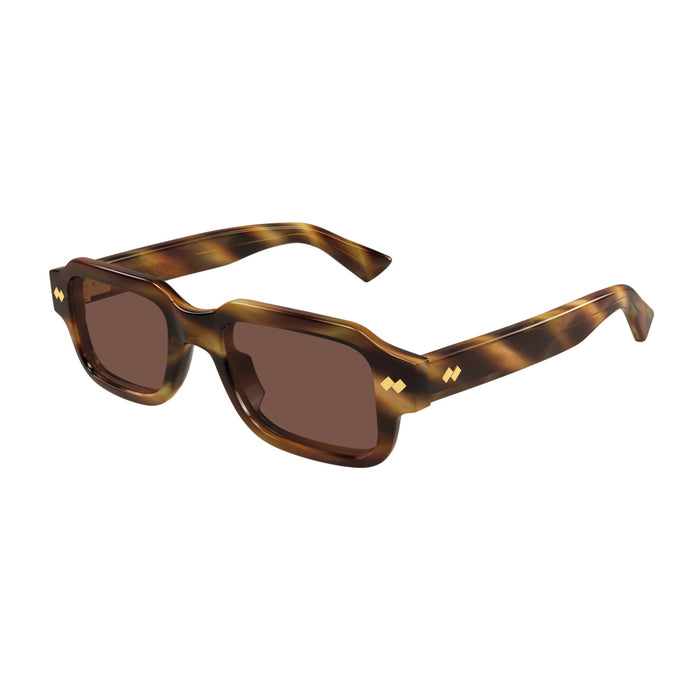 Bottega Veneta BV1442S Linea Intrecciato 002 Havana Brown Recycled Acetate Occhiali Da Sole