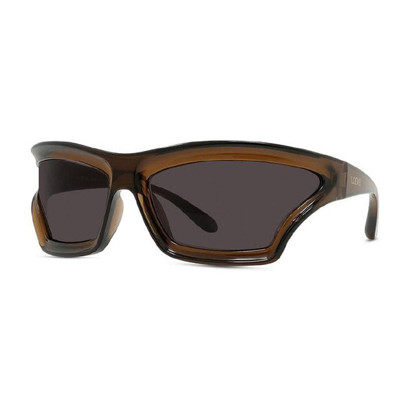 Loewe Sunglasses Rectangle Full Rim, Shiny Black Frame And Smoke Lens Lw40143u01a Brown