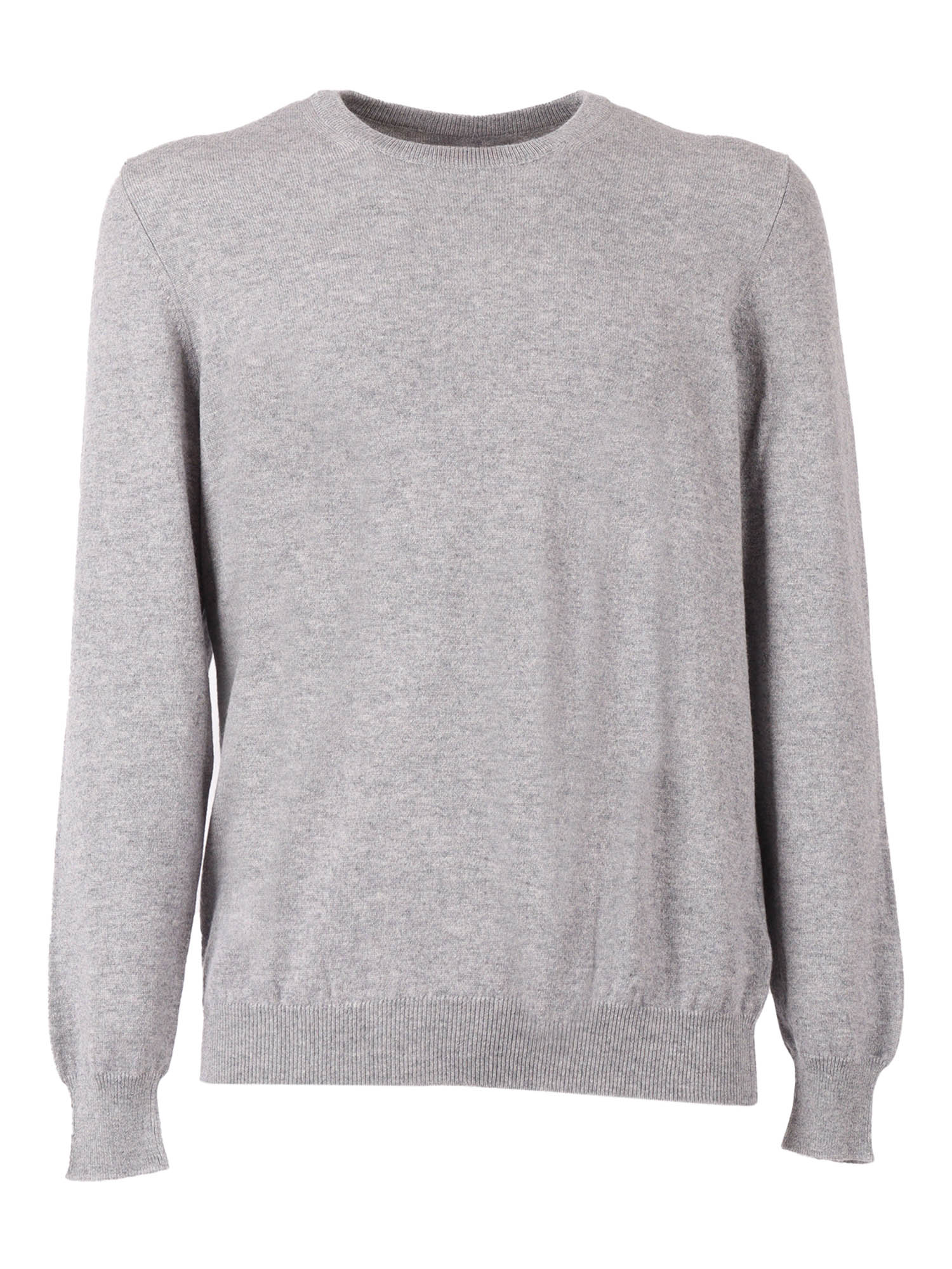 Crew-Neck L-S Knitted Sweater Man Grey Cashmere Crewneck