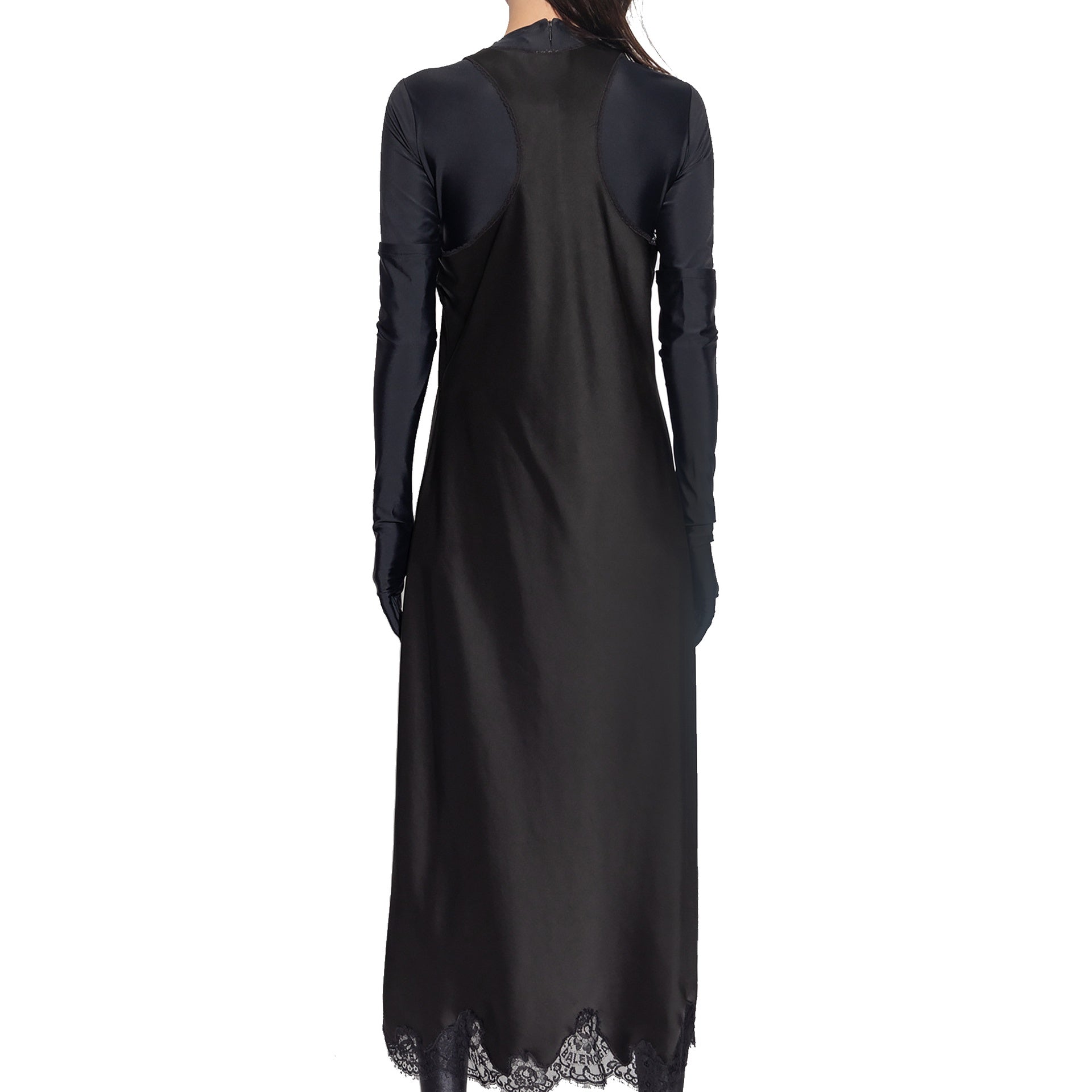 Satin Strappy Midi Dress Black Acetate Polyester