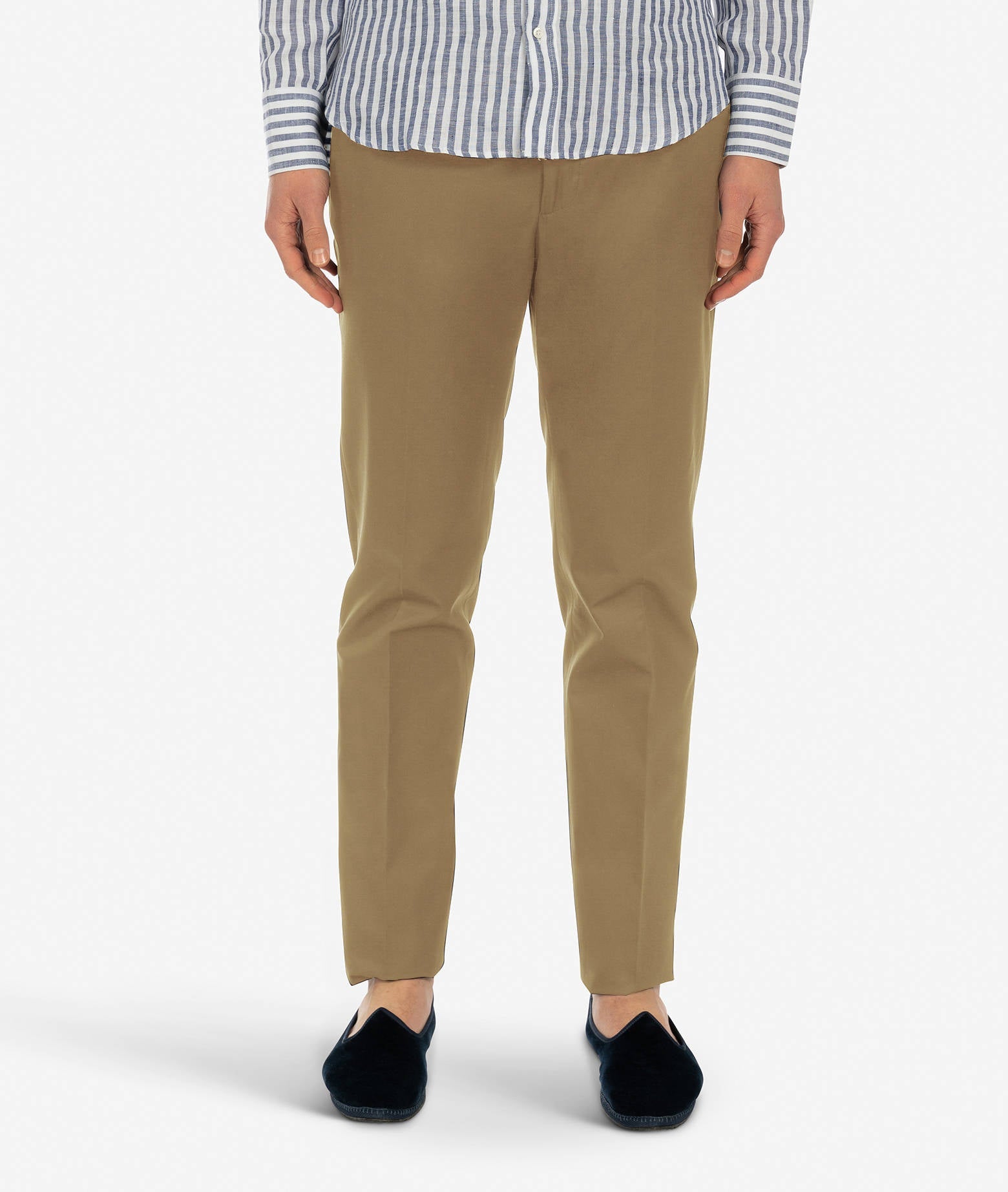 Cotton Chino Mykonos Navy Trousers No Pinces
