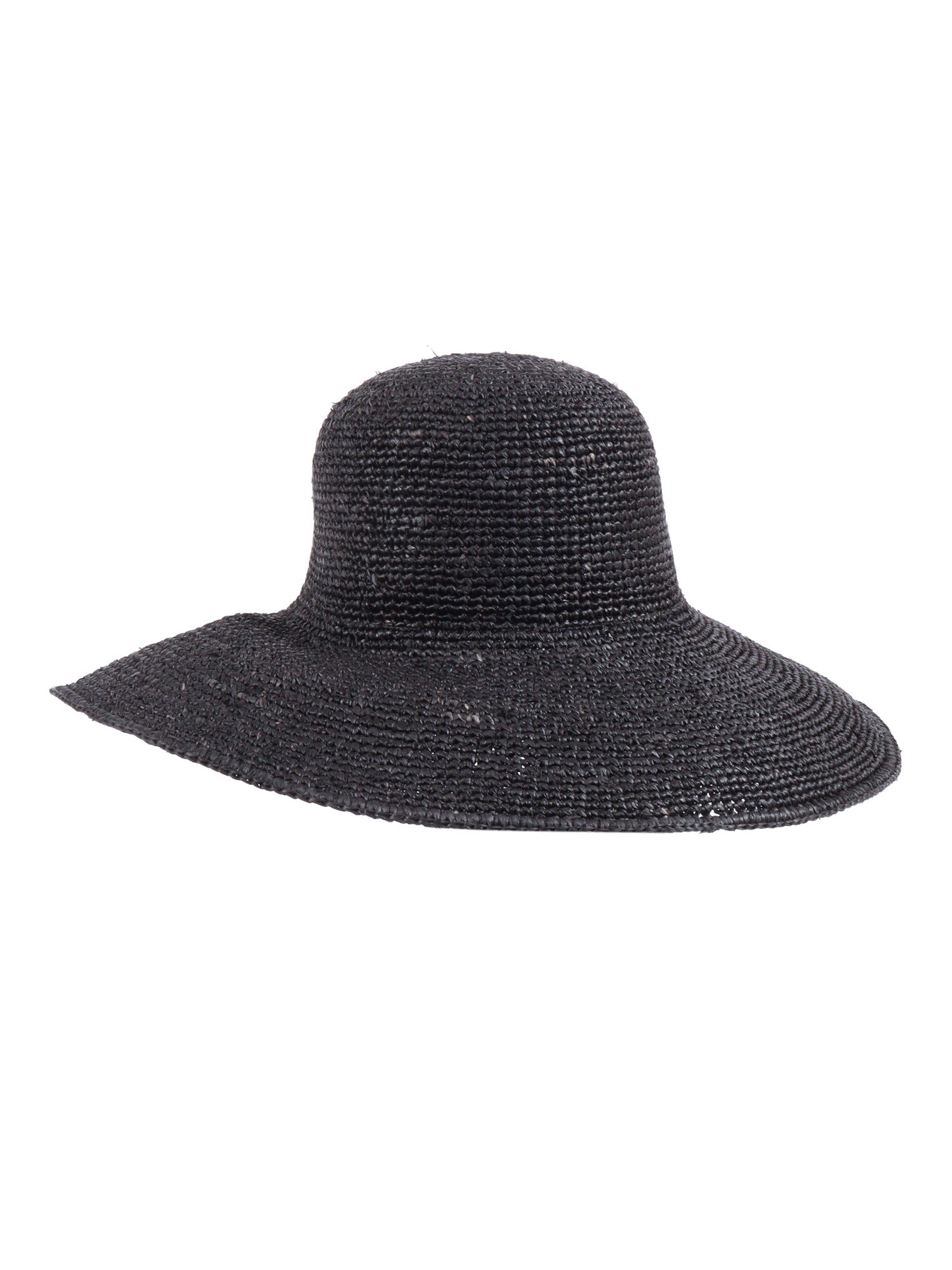 Hat - Muse Black Raphia Fabric 2 Leather