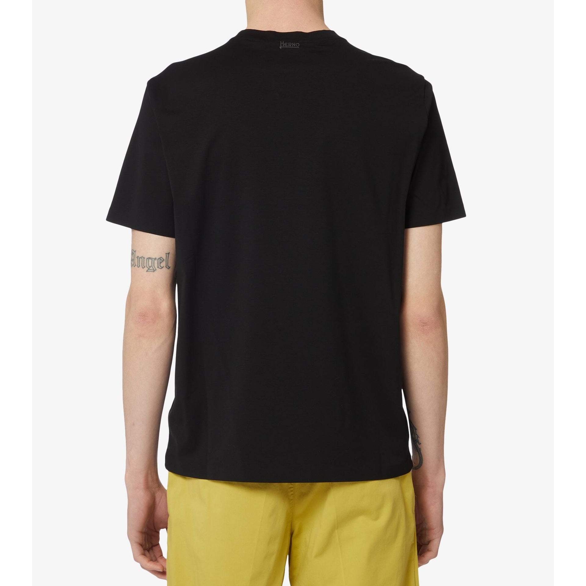 Herno Lazer Cut T-Shirt Black Cotton Elastane