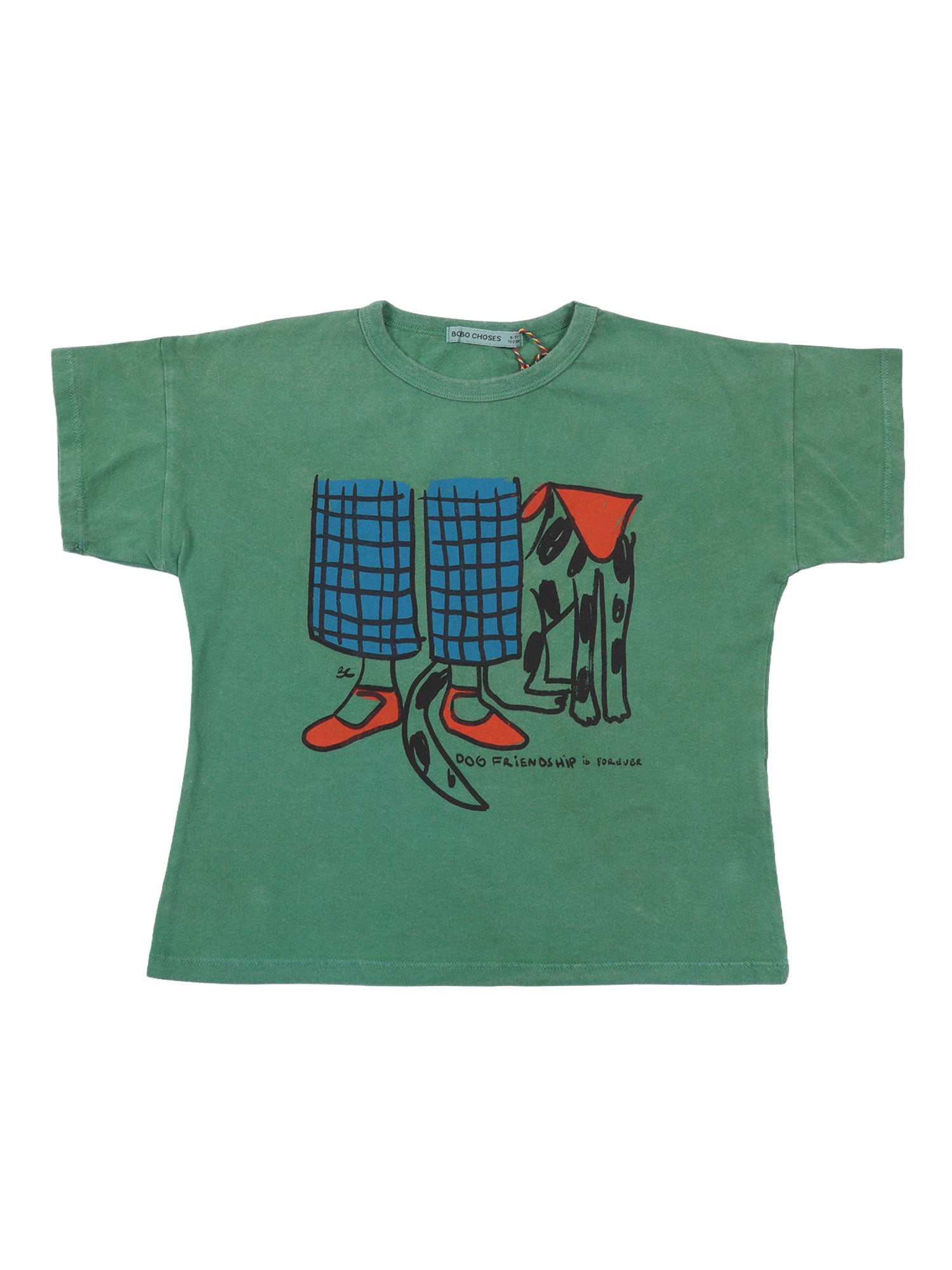 Dog Friendship T-shirt Green Organic Cotton Short Sleeves