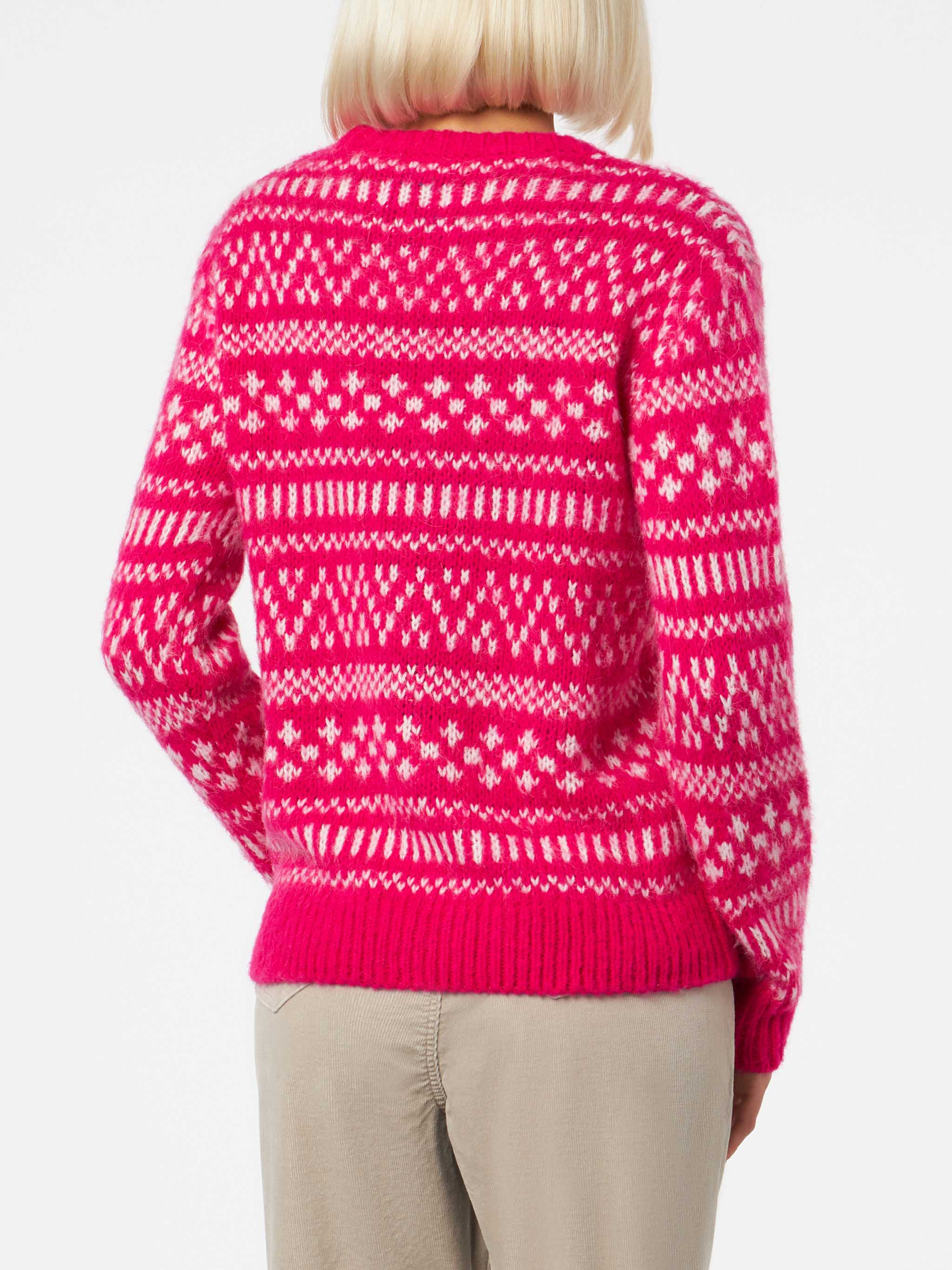 New Queen Fuchsia Sweater With Of Chalet Embroidery Pink