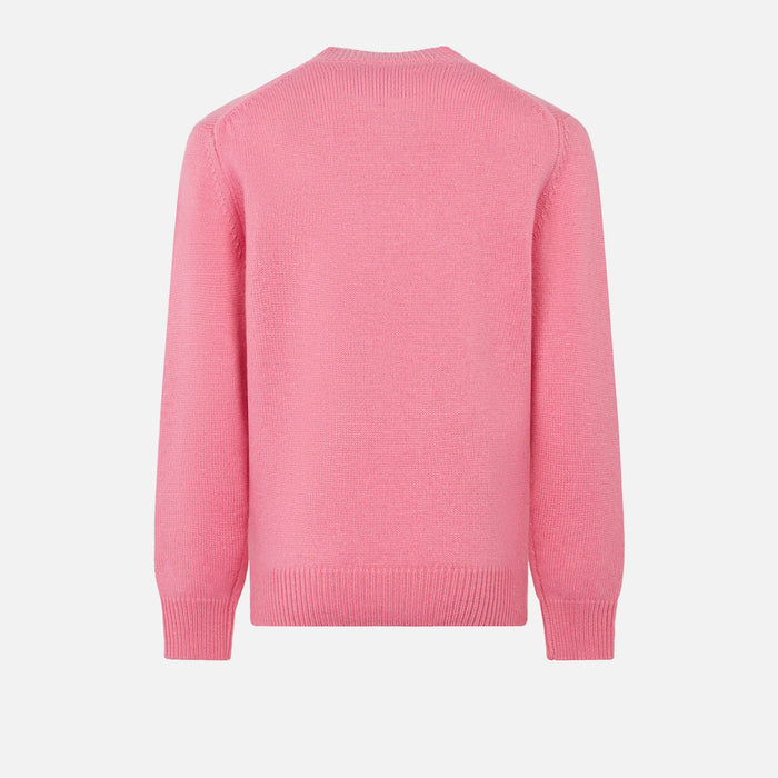 Girl Crewneck Pink Sweater With Favolosa Rhinestones Print