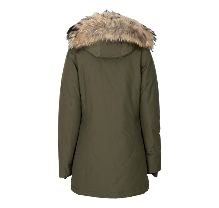 Arctic Racoon Parka Green Cotton Polyester Jacket