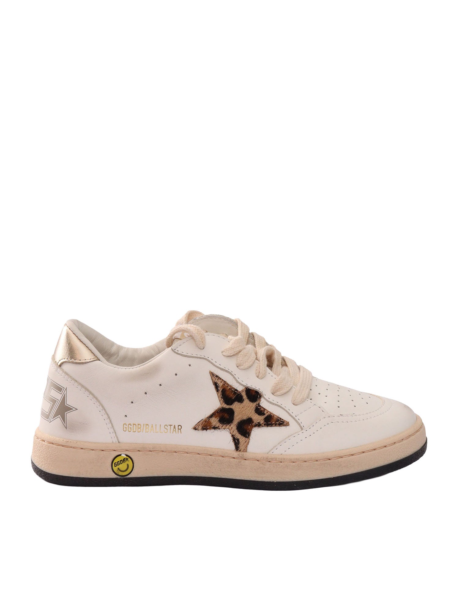 BALL STAR LEATHER UPPER TOE TONGUE AND SPUR HORSY LAMINATED HEEL White Kid Sneaker