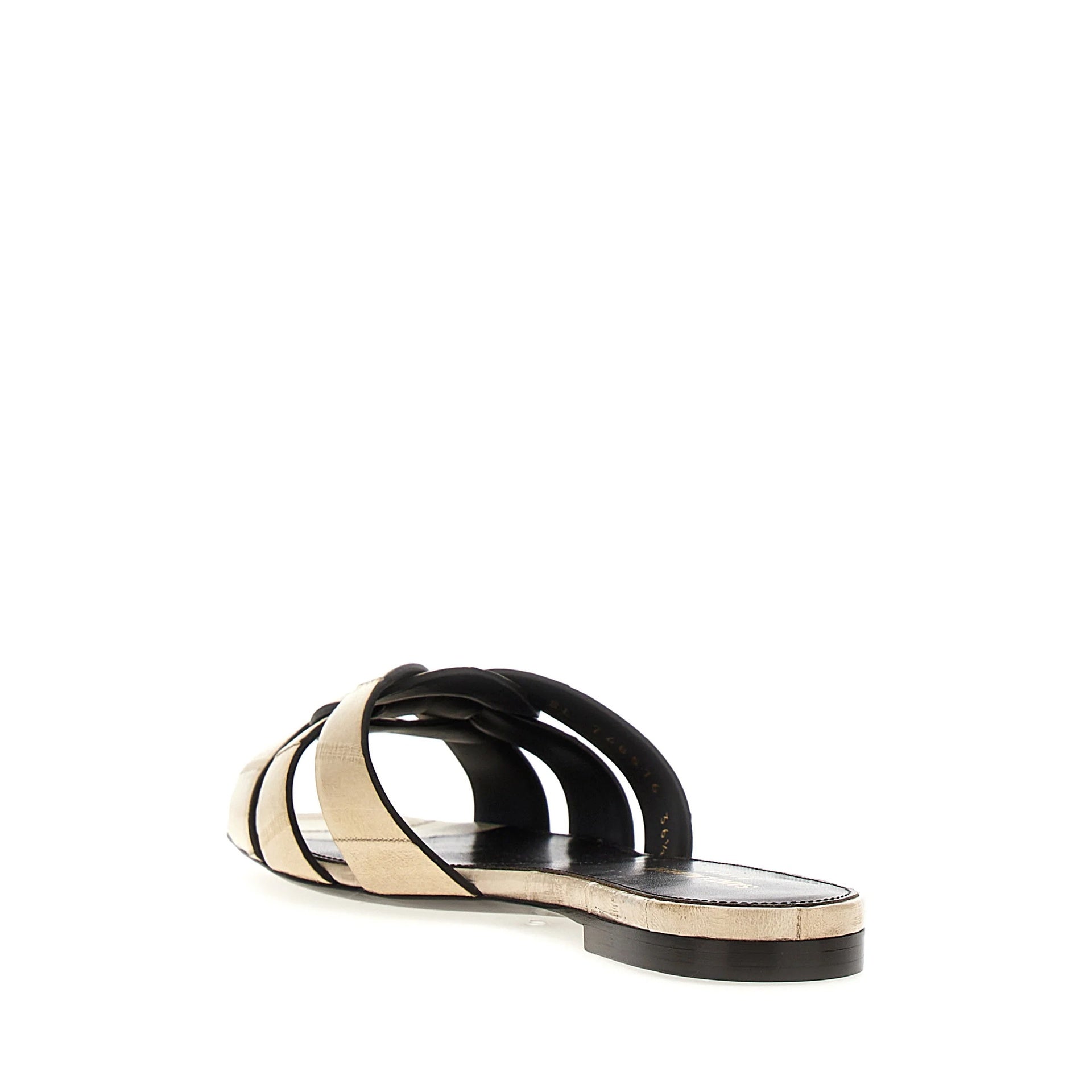 Tribute Eel Leather Flat Sandals Beige