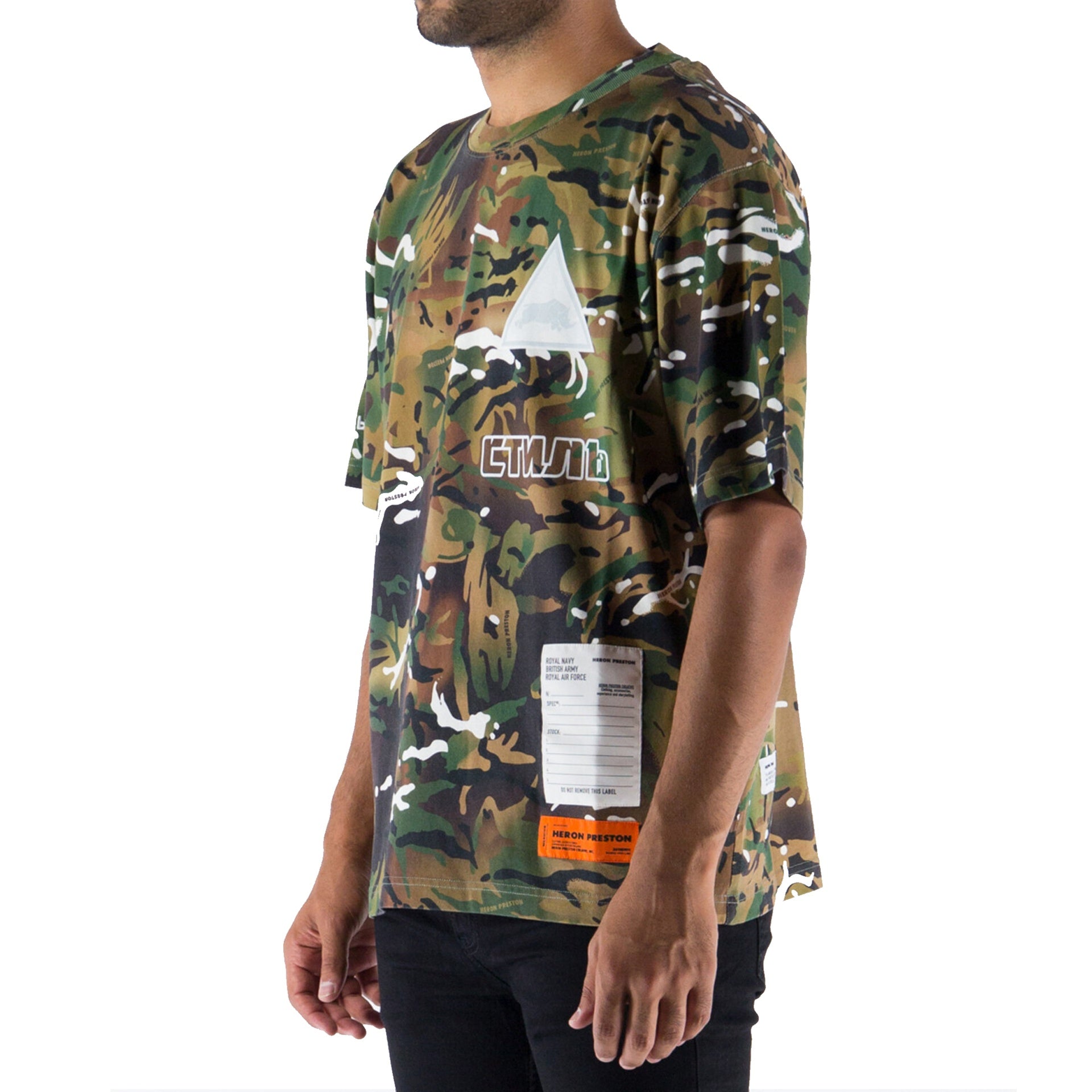Heron Preston Camouflage T-Shirt Green Cotton