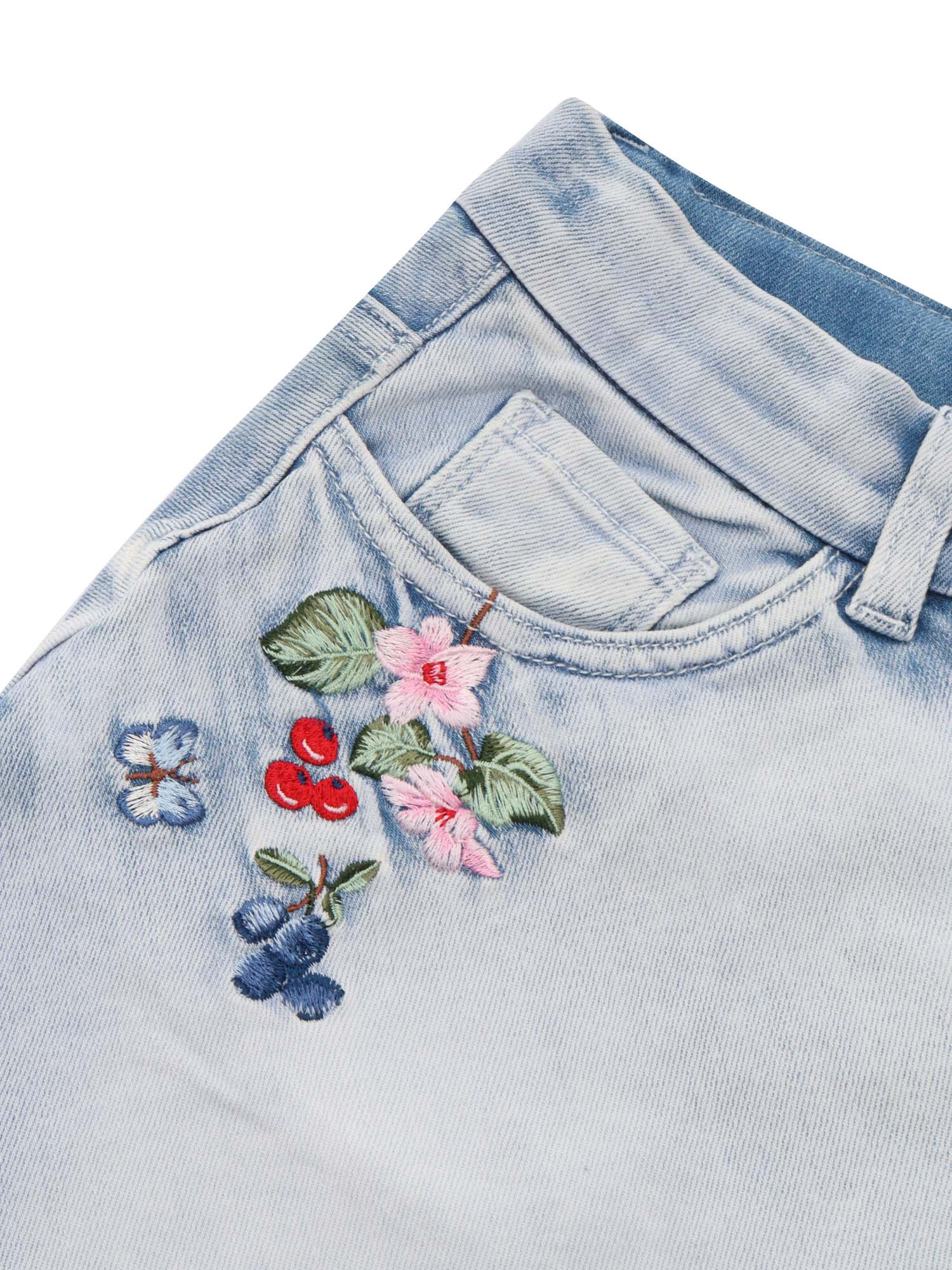 DENIM SHORTS WITH RHINESTONES Grey Cotton Polyester Elastan