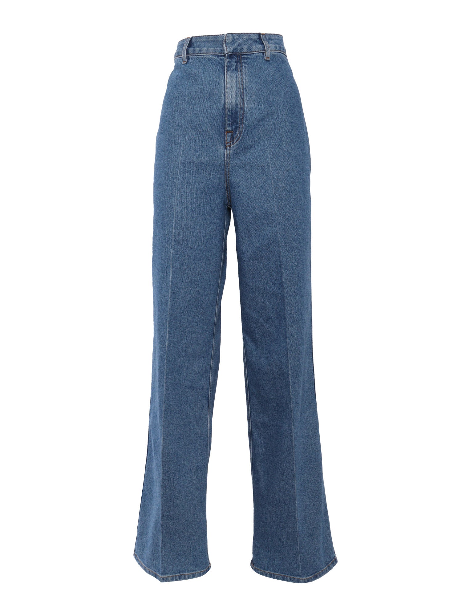 Denim Skirt Blue Cotton Elastane Straight Jeans