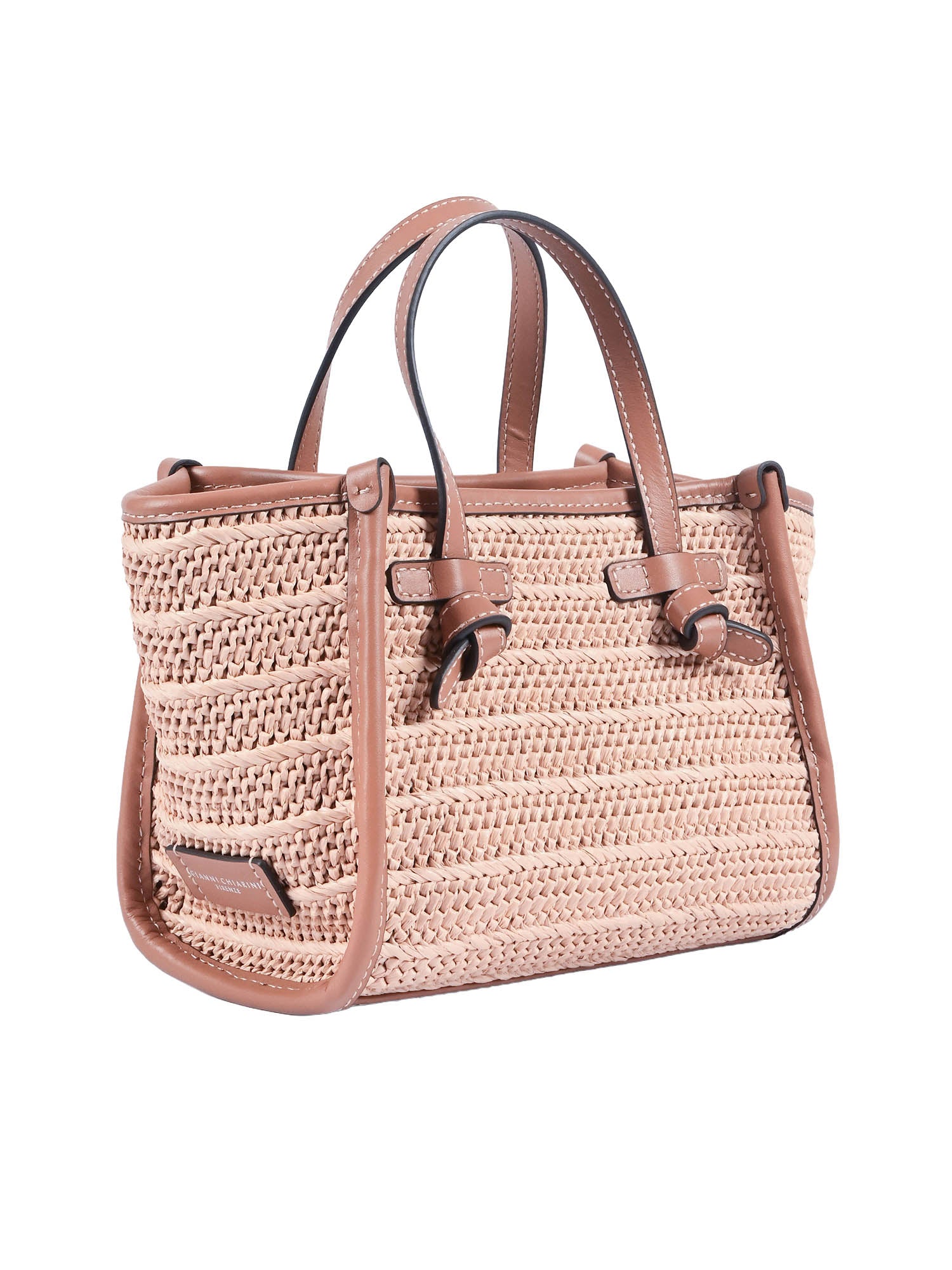 LEATHER AND FABRIC BAG Beige Shoulder