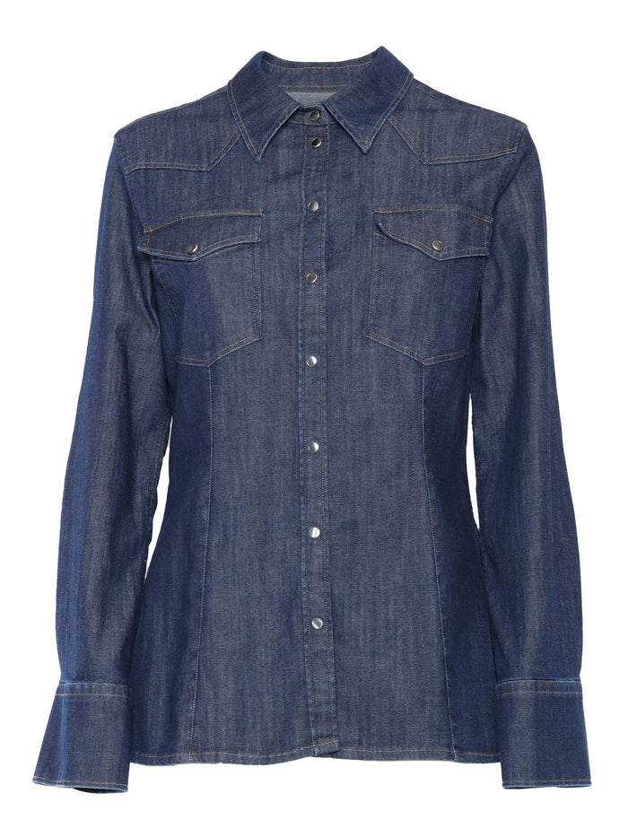 Shirt Blue Cotton Elastane