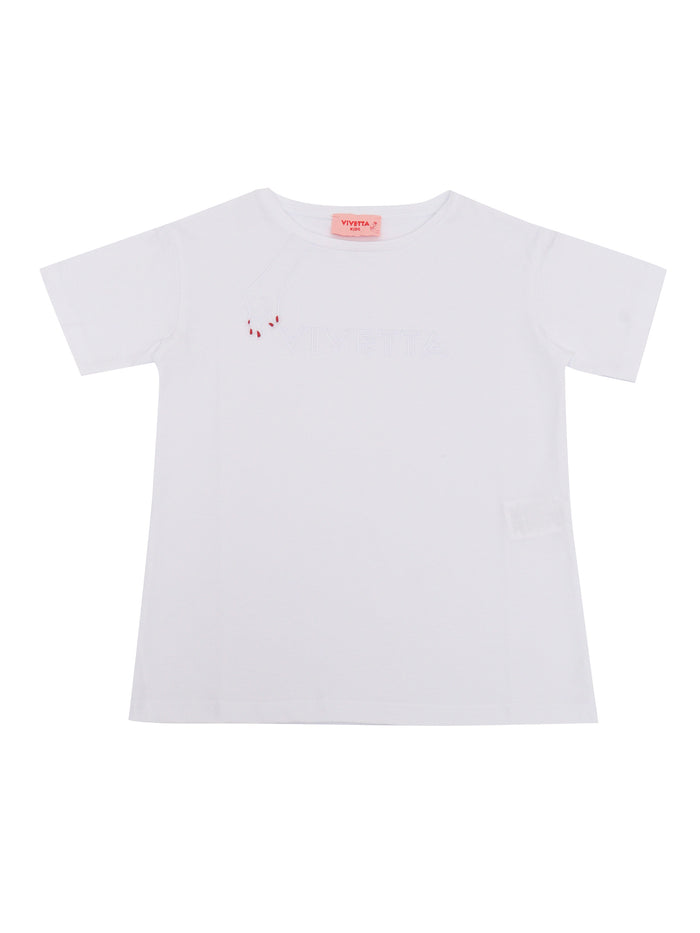 T-SHIRT LETTERING AND WHITE HANDS Cotton Short Sleeves