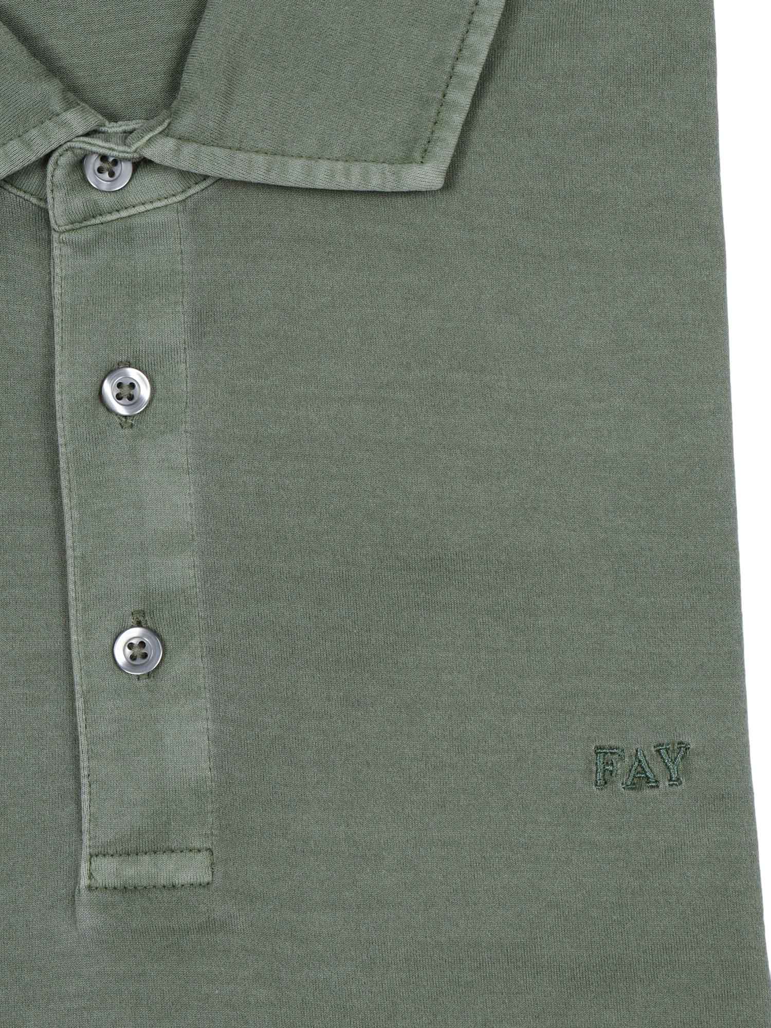 FAY JERSEY FROSTED EMBROIDERY POLO Green Cotton Shirt