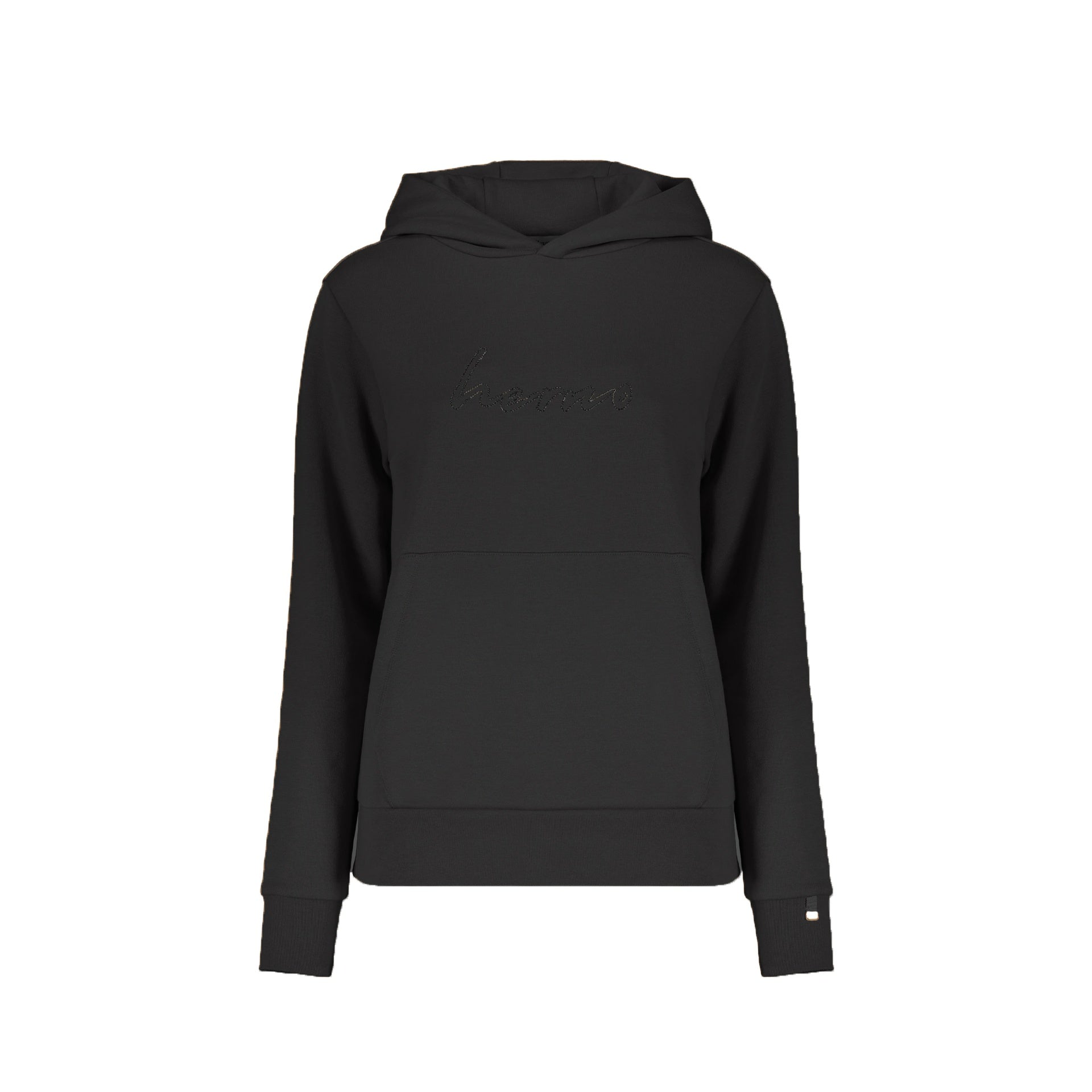 Herno Logo-Detail Hoodie Black Cotton Polyester