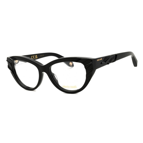 Roberto Cavalli Eyeglasses Cat Eye Full Rim, Shiny Black Frame And Clear Demo Lenses Lens Vrc024v0700 Sunglasses