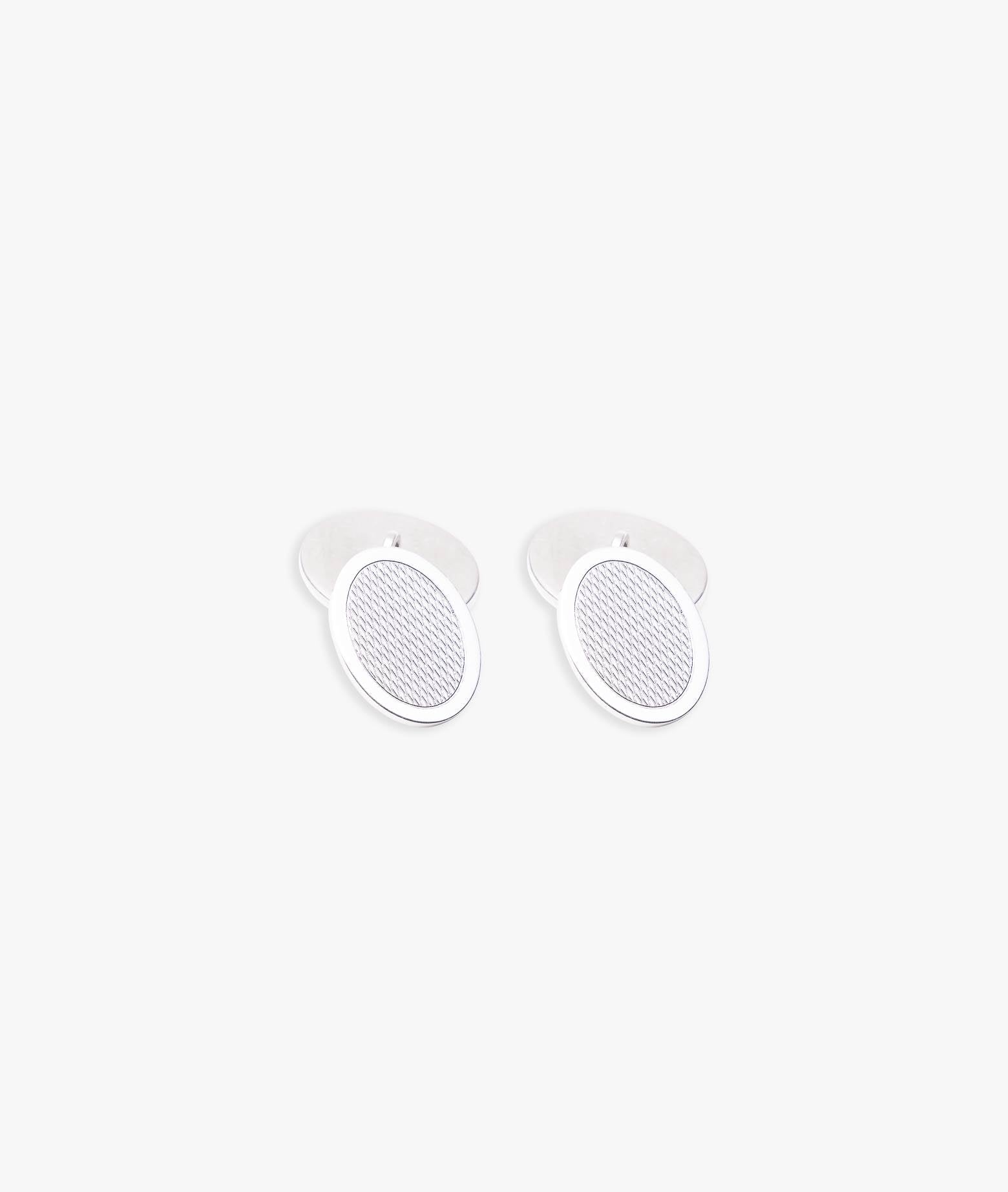 Oval Knurled Cufflinks Silver