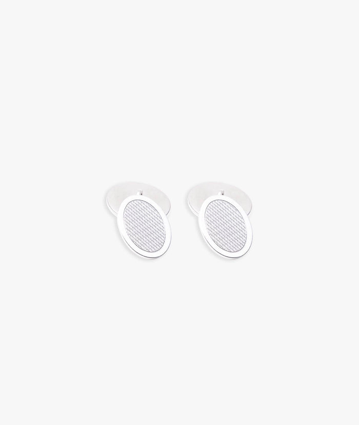 Oval Knurled Cufflinks Silver