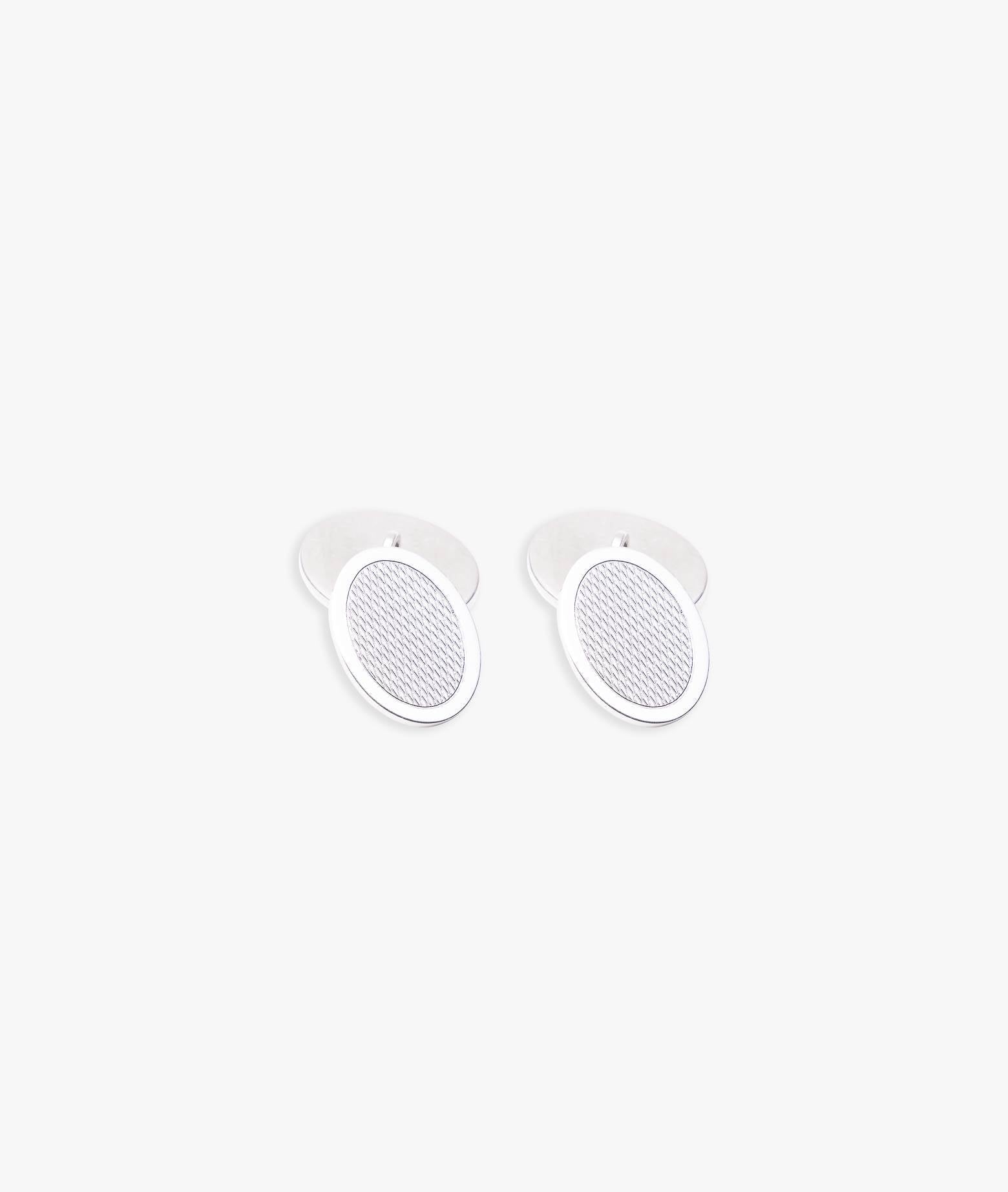 Oval Knurled Cufflinks Silver