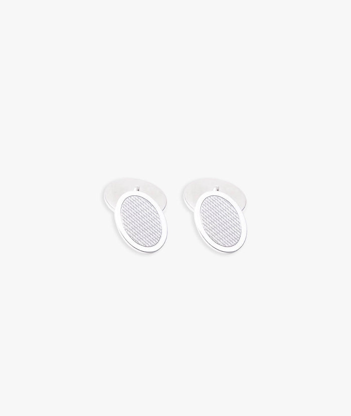 Oval Knurled Cufflinks Silver