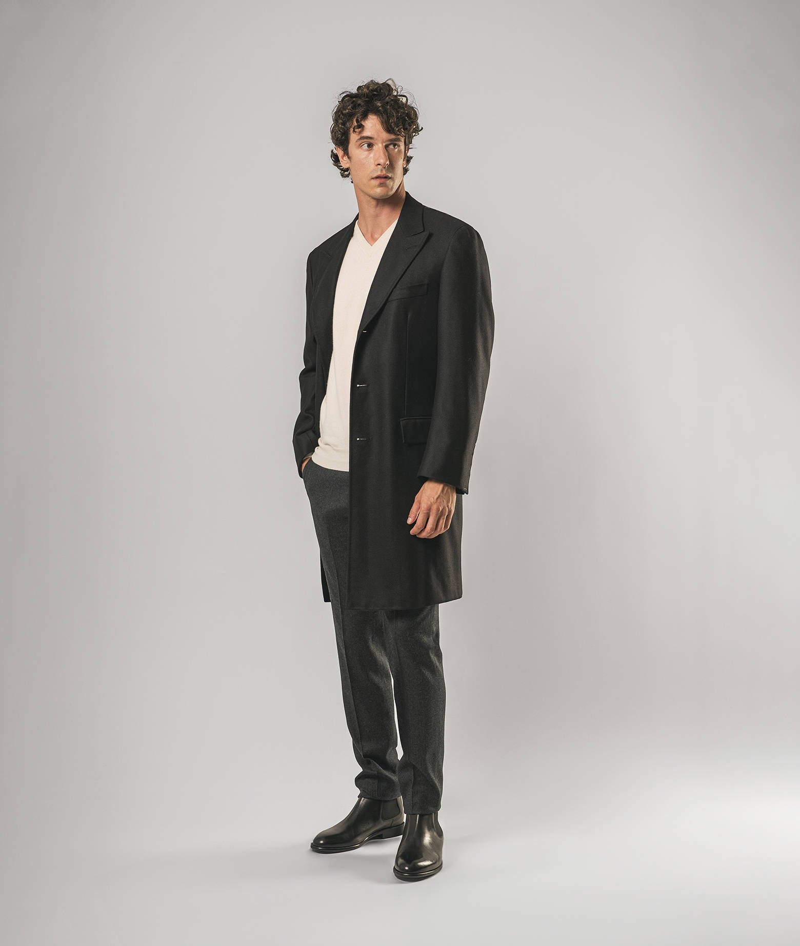 Tailored Wool And Cashmere Coat Vinson Black Single Breasted